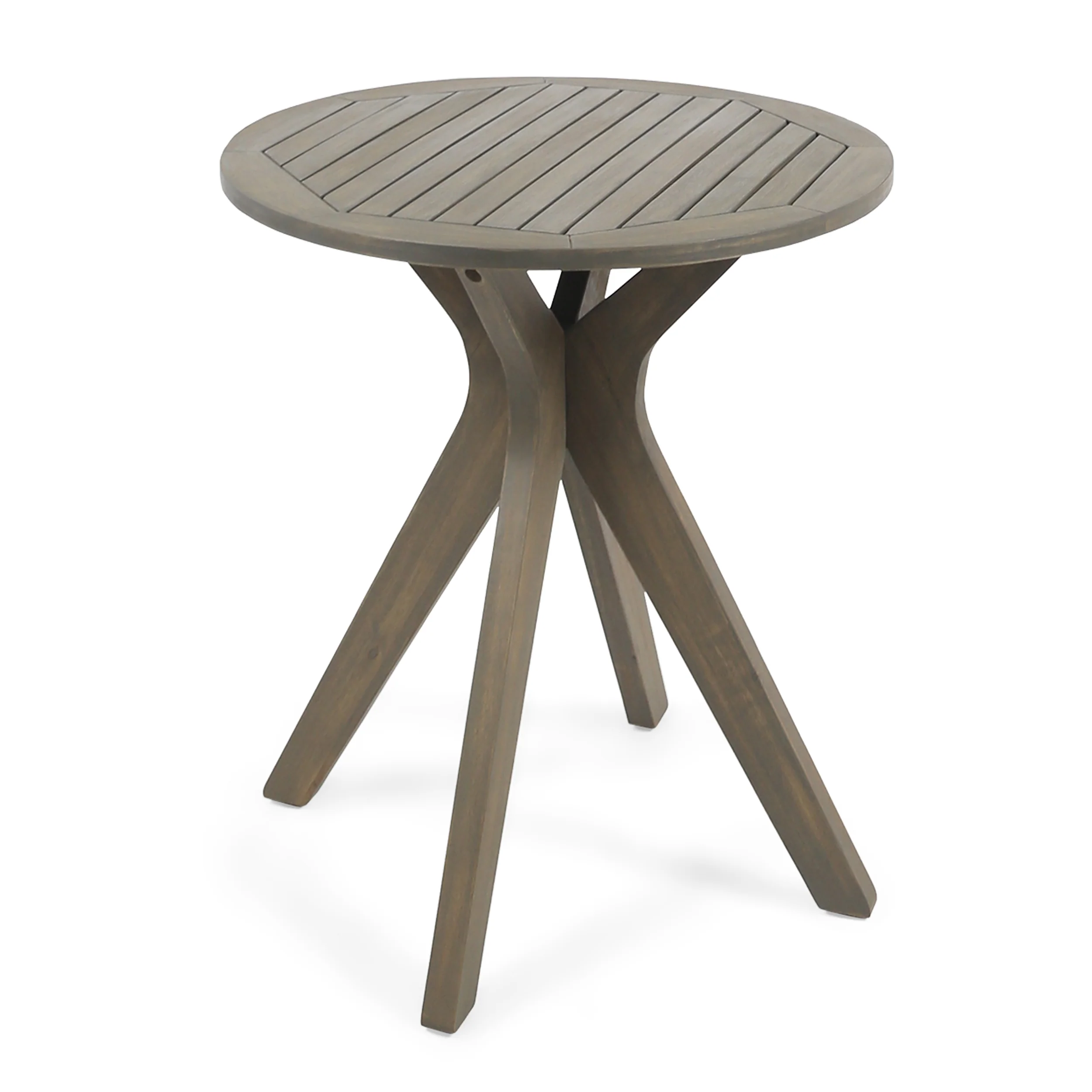Brigitte Outdoor Round Acacia Wood Bistro Table with X Legs - furnishings