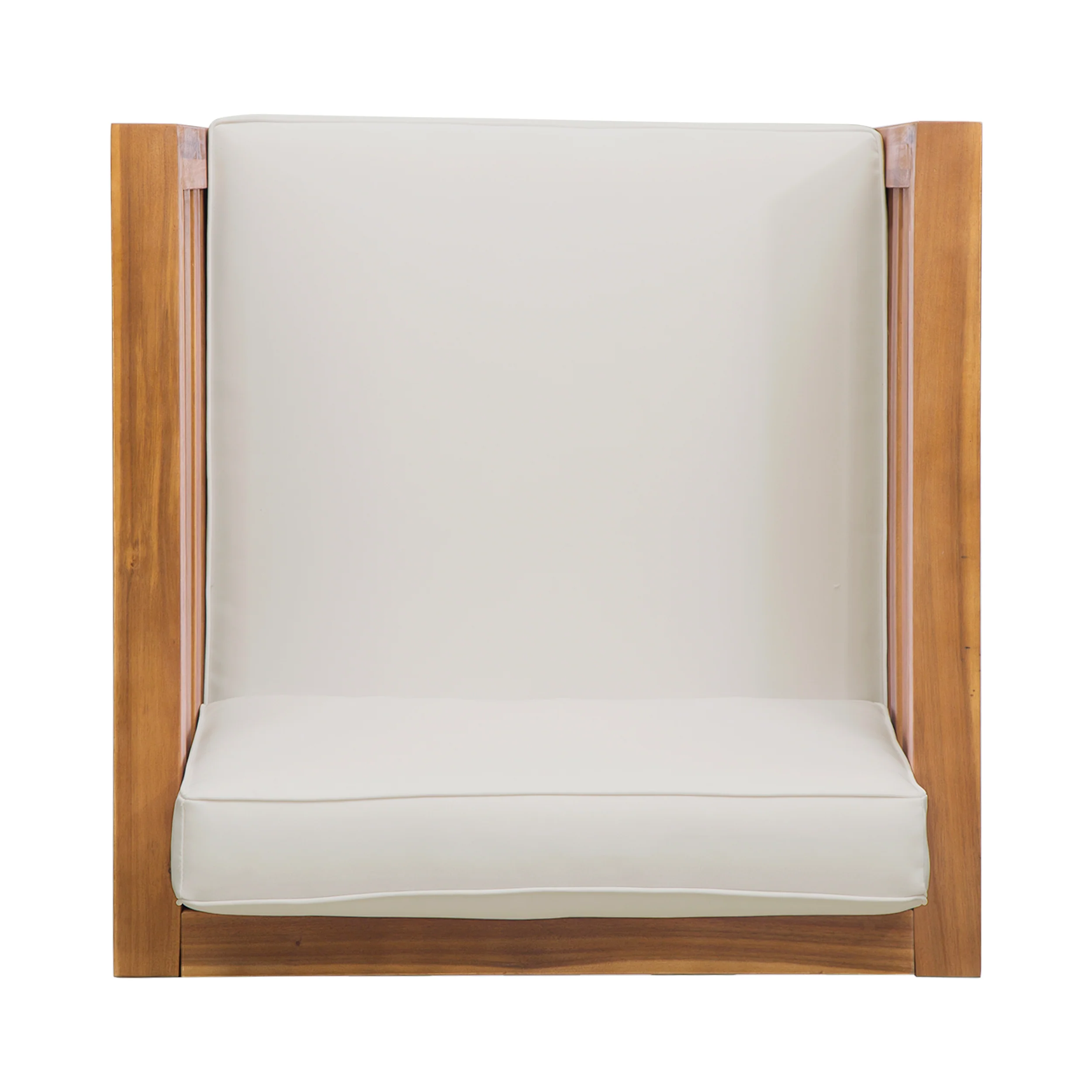 Louise Outdoor Acacia Wood Club Chair with Cushion - furnishings