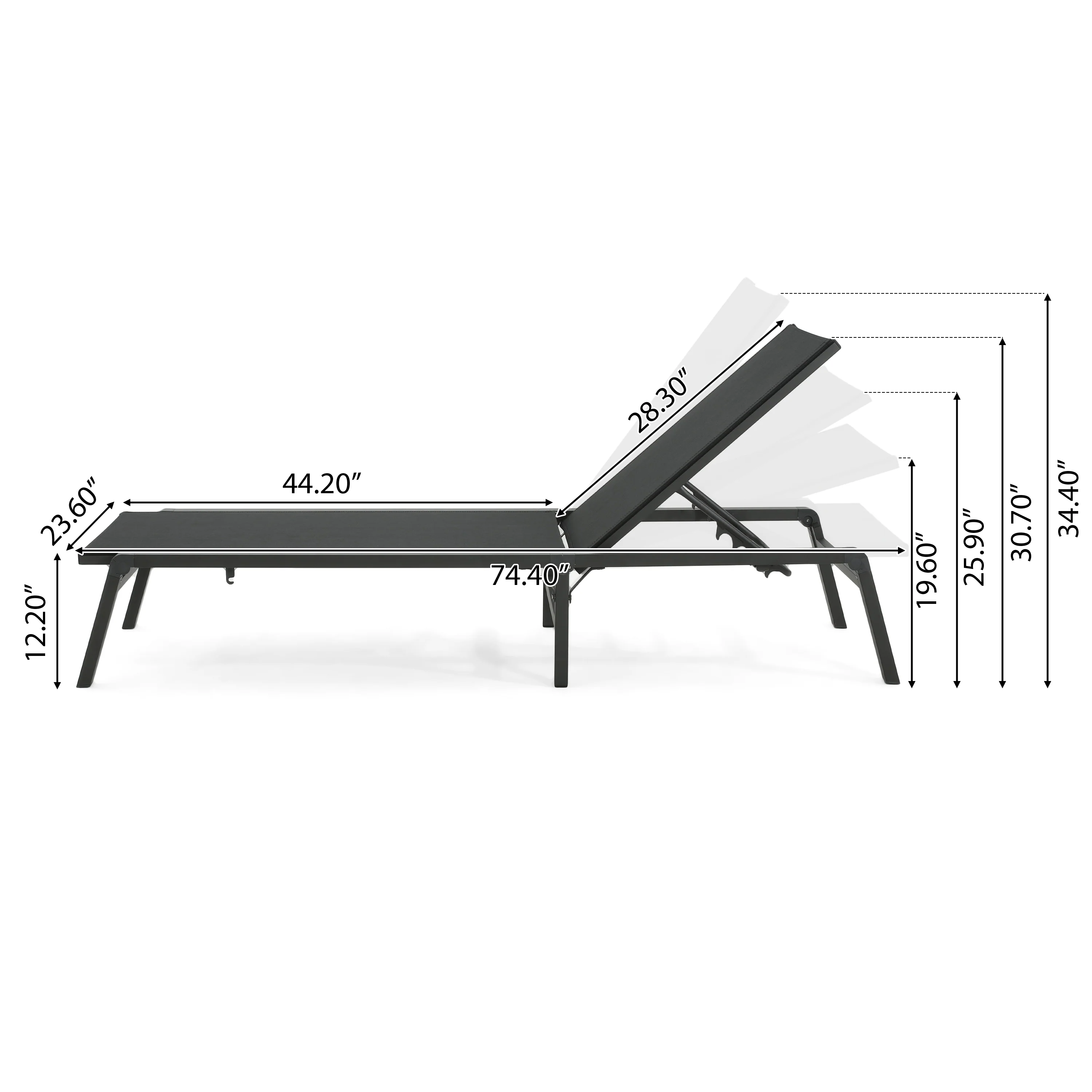 Savannah Outdoor Aluminum Folding Chaise Lounge, Set of 2 - furnishings