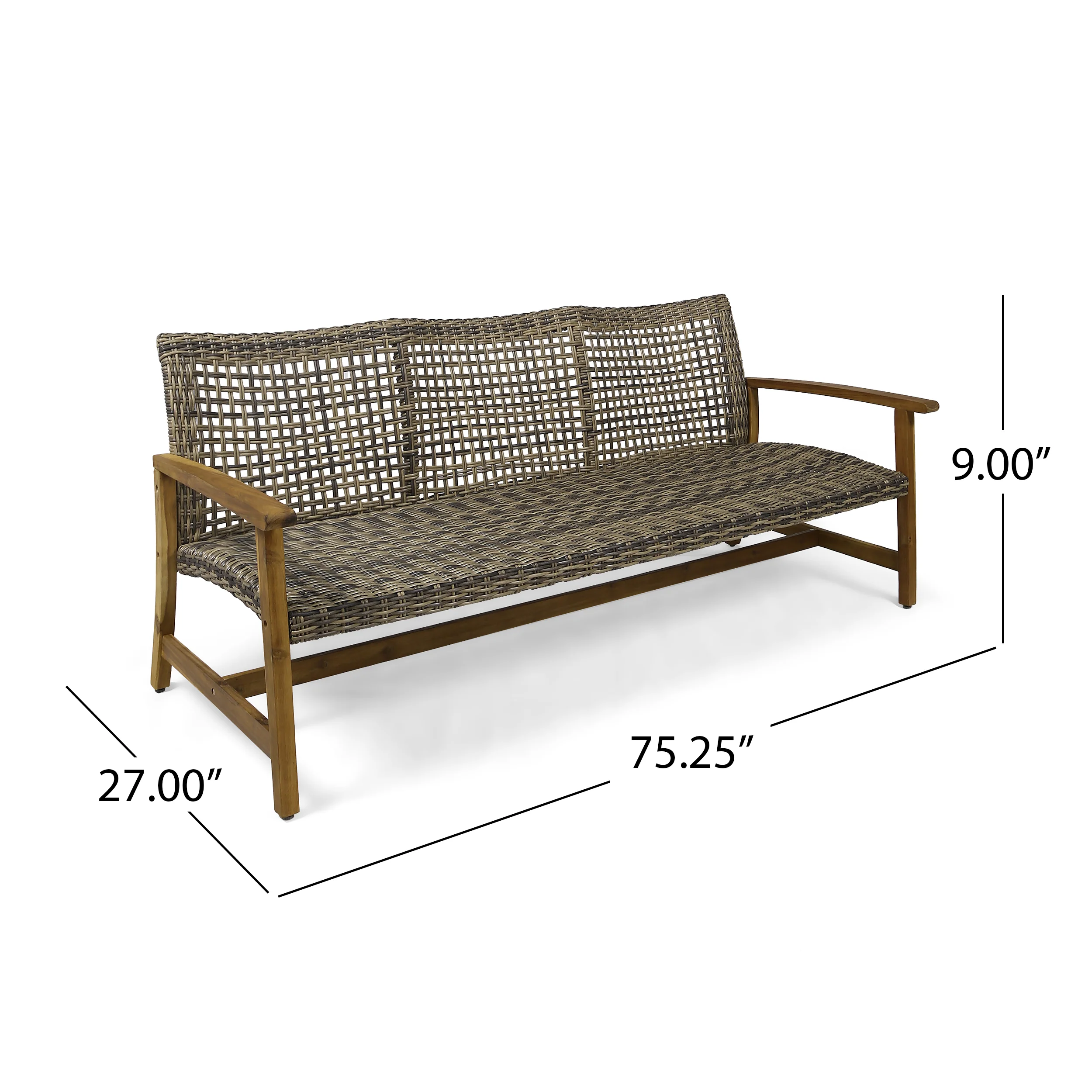 Beacher Belloc Outdoor Wood and Wicker Sofa and Coffee Table Set - furnishings