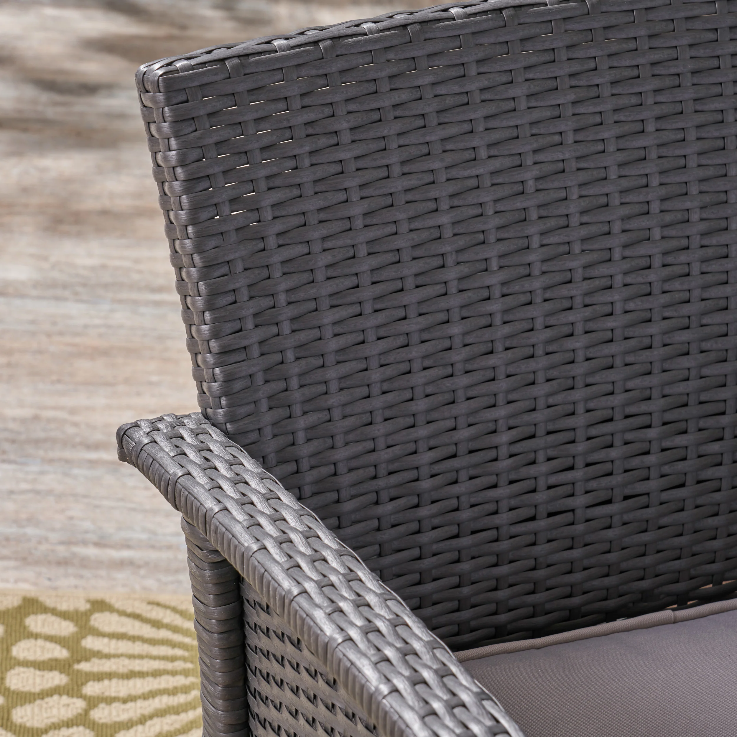 Laiah Outdoor 4 Seater Wicker Chat Set with Fire Pit - furnishings