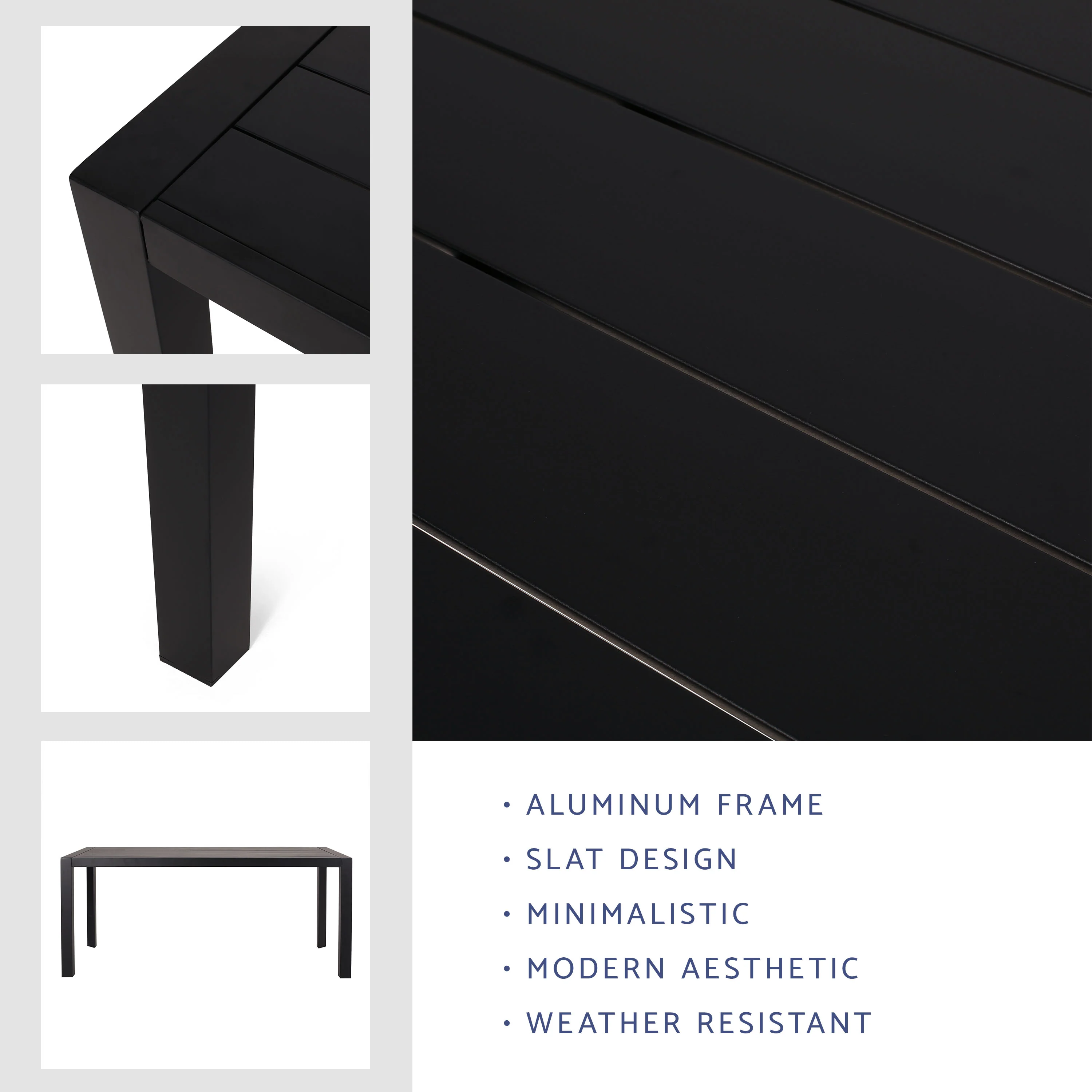Bellomy Outdoor Aluminum Dining Table, Black - furnishings