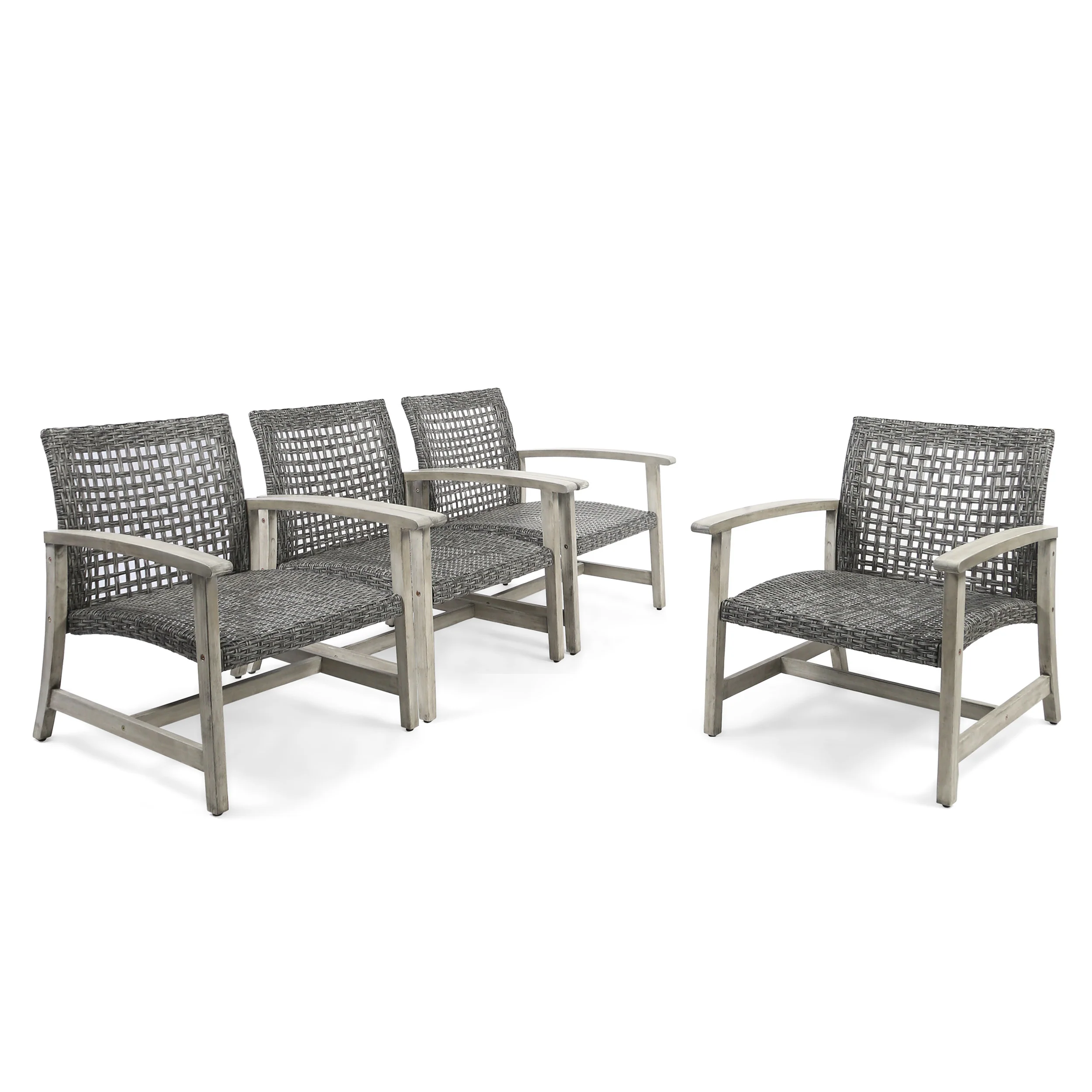 Viola Outdoor Wood and Wicker Club Chairs - furnishings