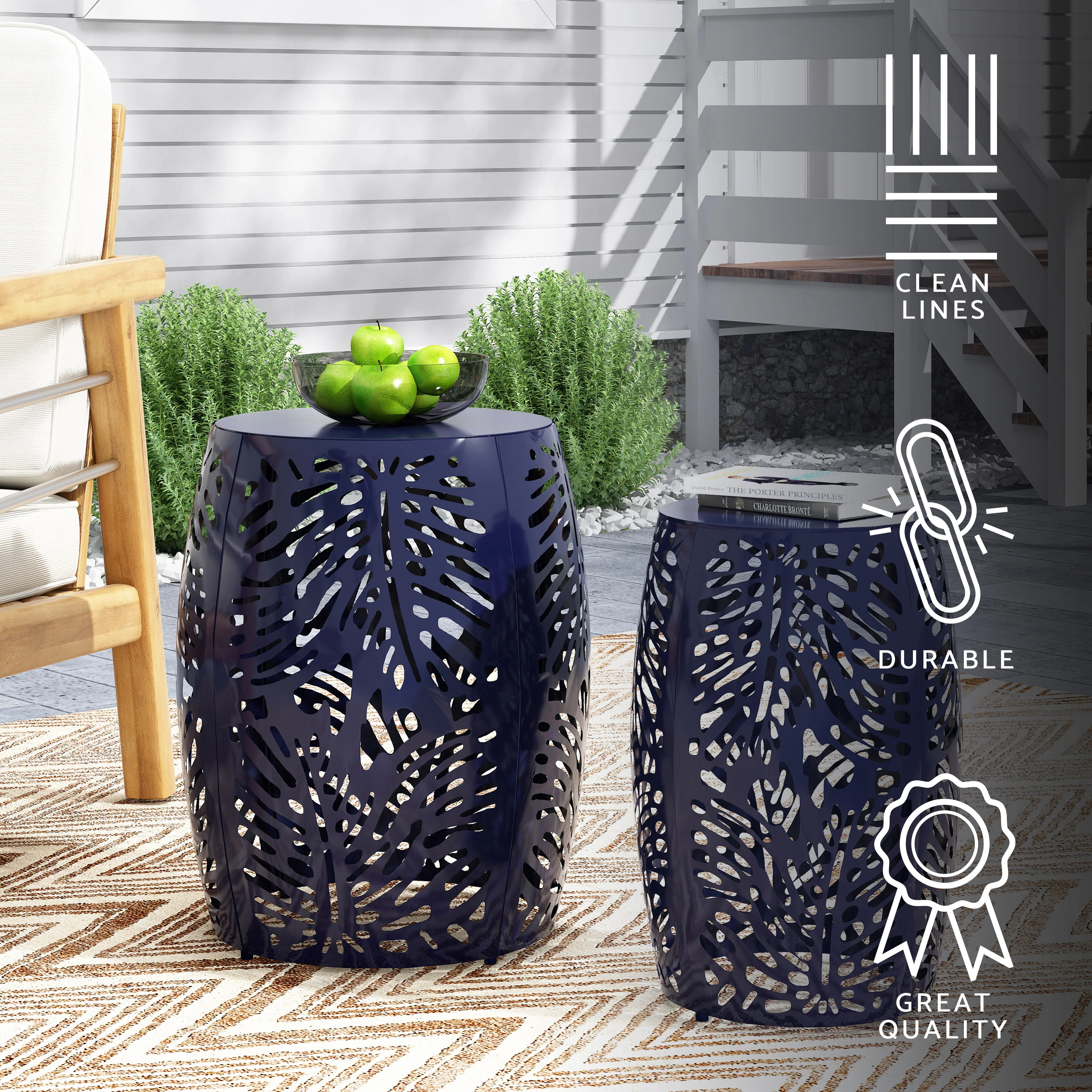 Holt Outdoor Metal Side Tables, Set of 2 - furnishings