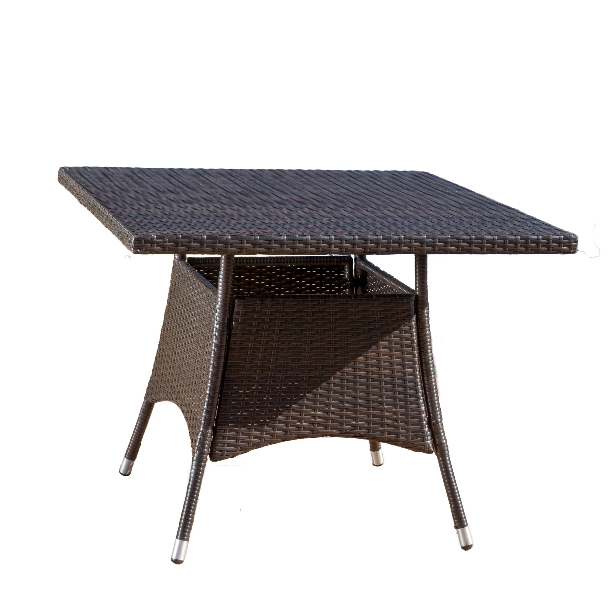 Kanasca Outdoor Multi Brown Polyethylene Square Dining Table - furnishings