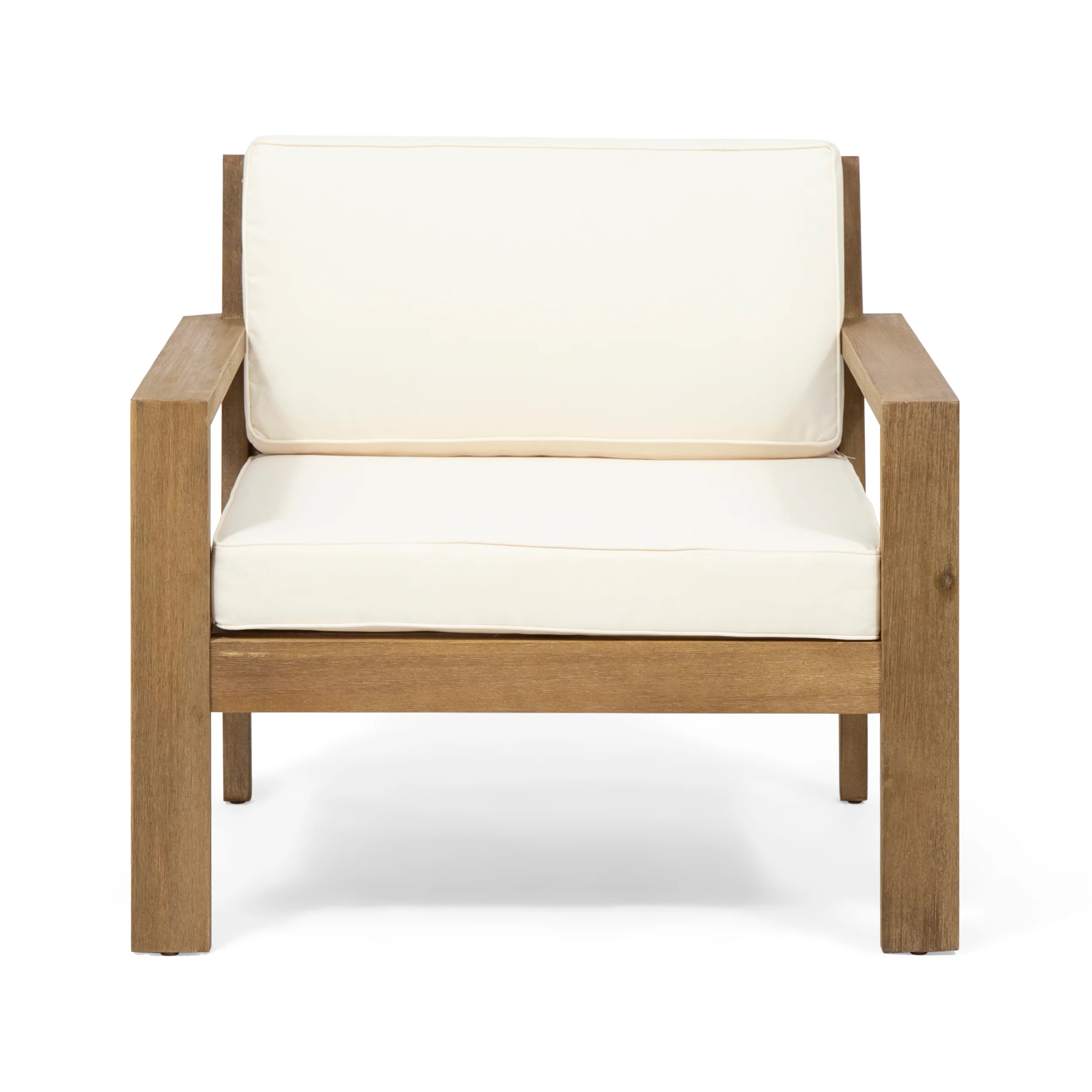 Miranda Outdoor Acacia Wood Club Chairs with Cushions (Set of 2) - furnishings