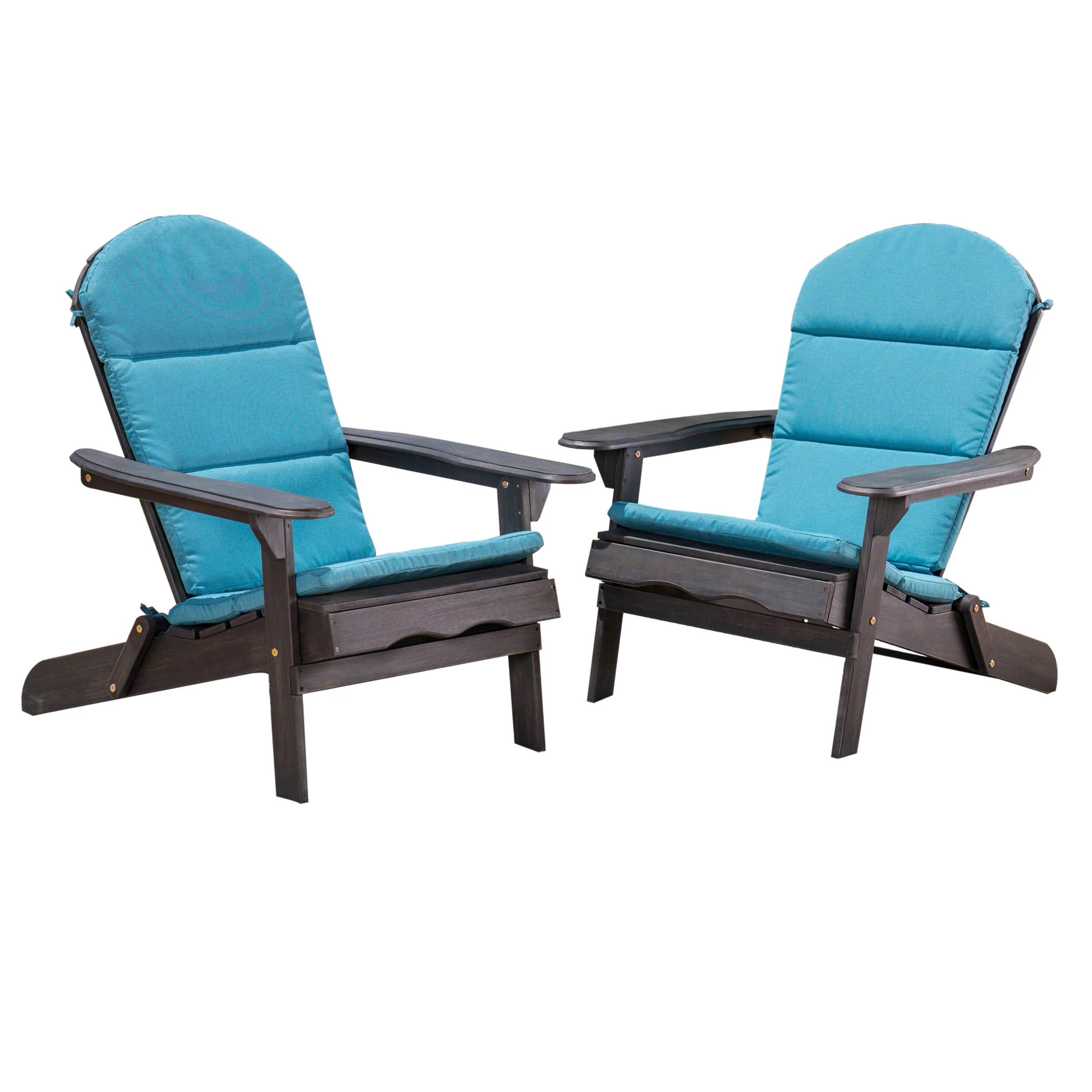 Nelie Outdoor Acacia Wood Folding Adirondack Chairs with Cushions - furnishings
