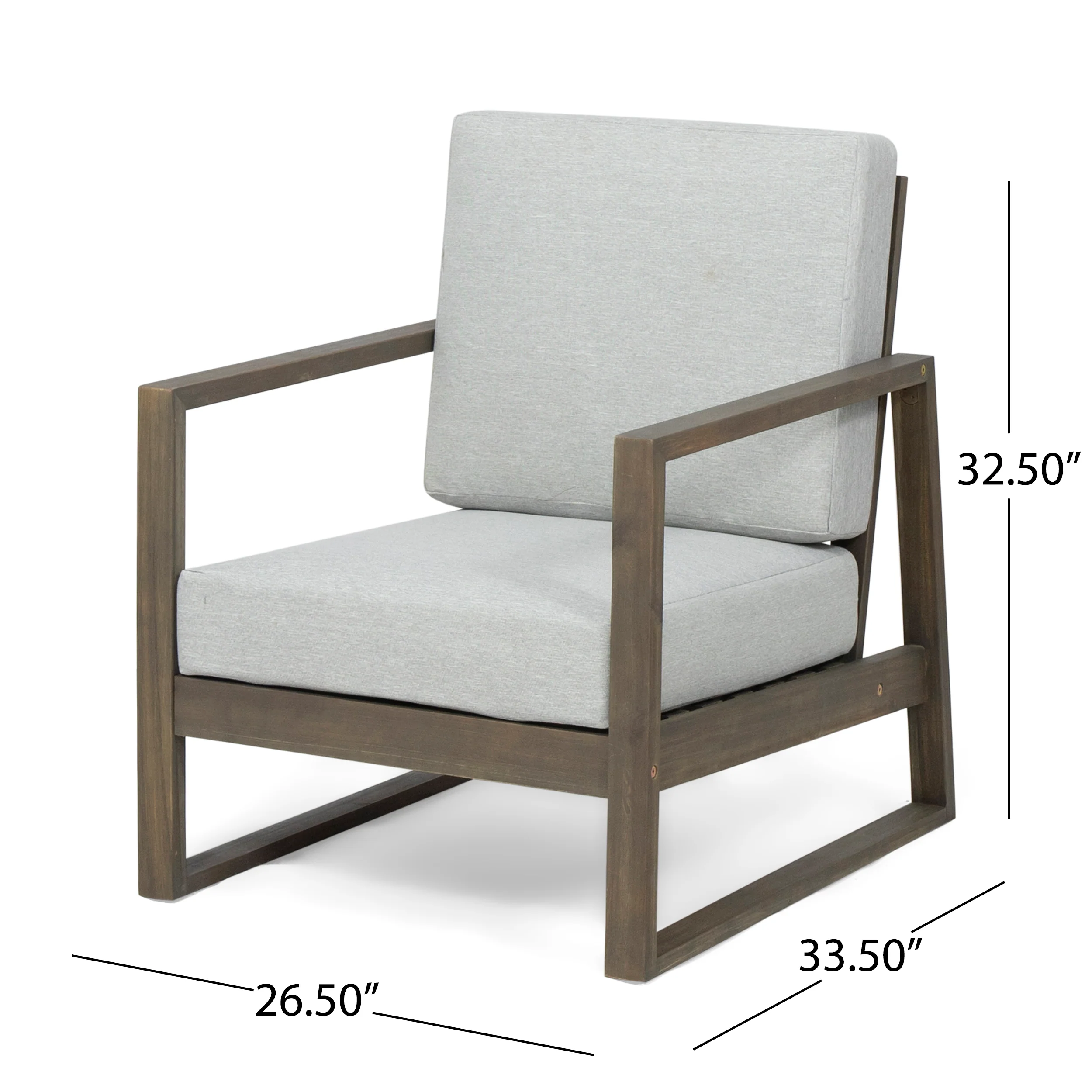 Marlee Outdoor Acacia Wood Club Chair with Cushions (Set of 2) - furnishings