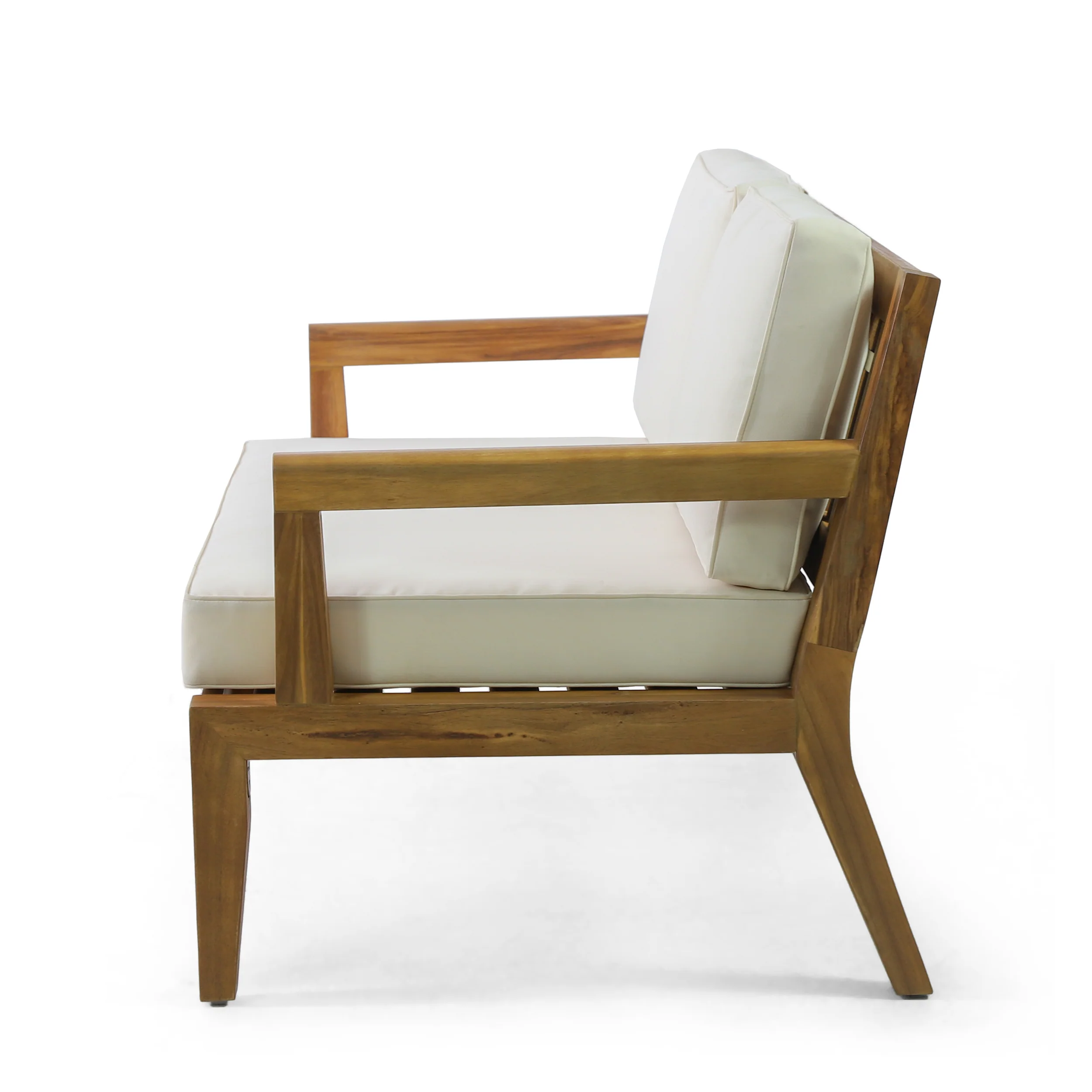Camak Outdoor Acacia Wood Loveseat and Coffee Table Set, Teak, Beige - furnishings