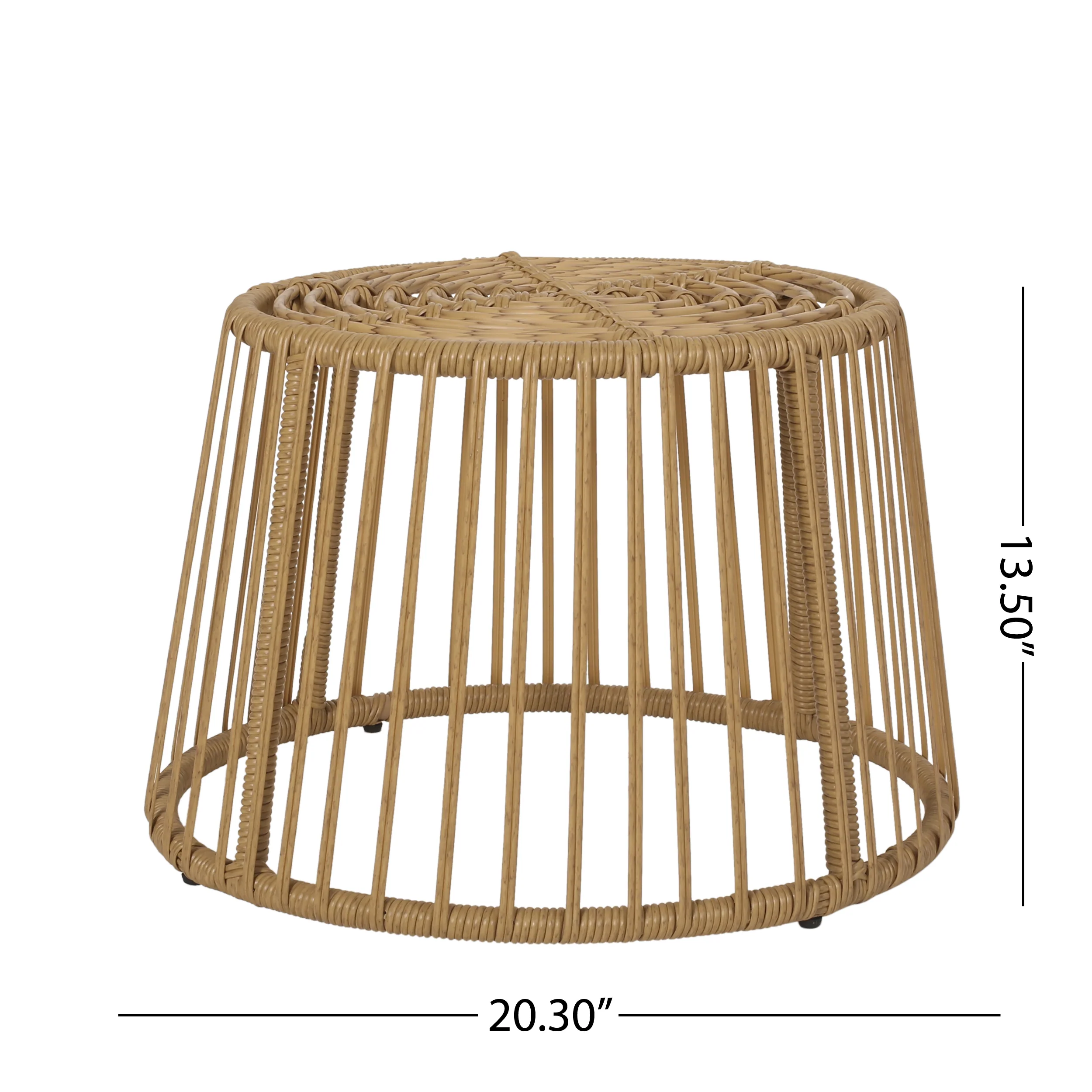 Apulia Outdoor Wicker Side Table, Light Brown - furnishings