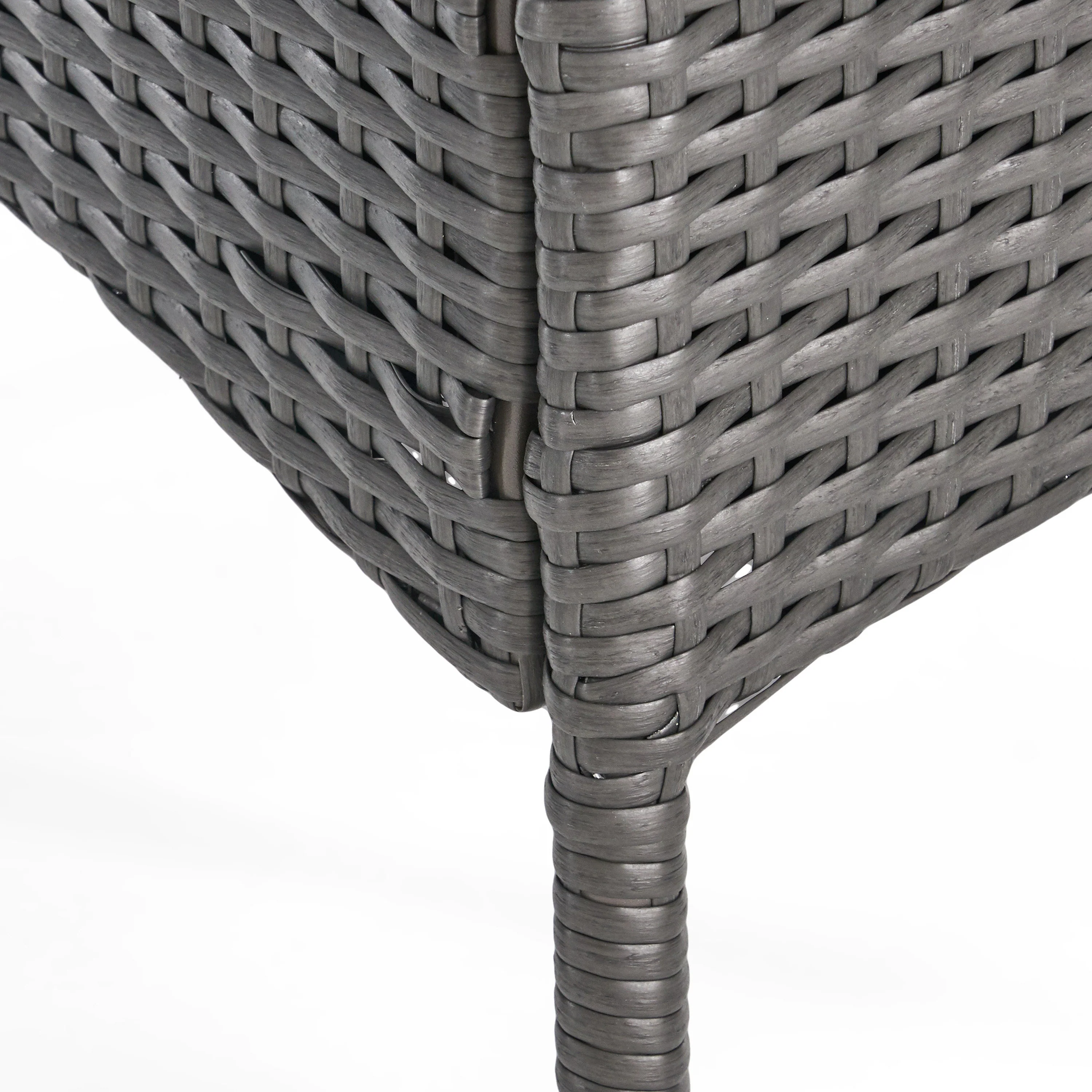 Frank Outdoor 3 Piece Wicker Bistro Set, Grey with Silver Cushions - furnishings