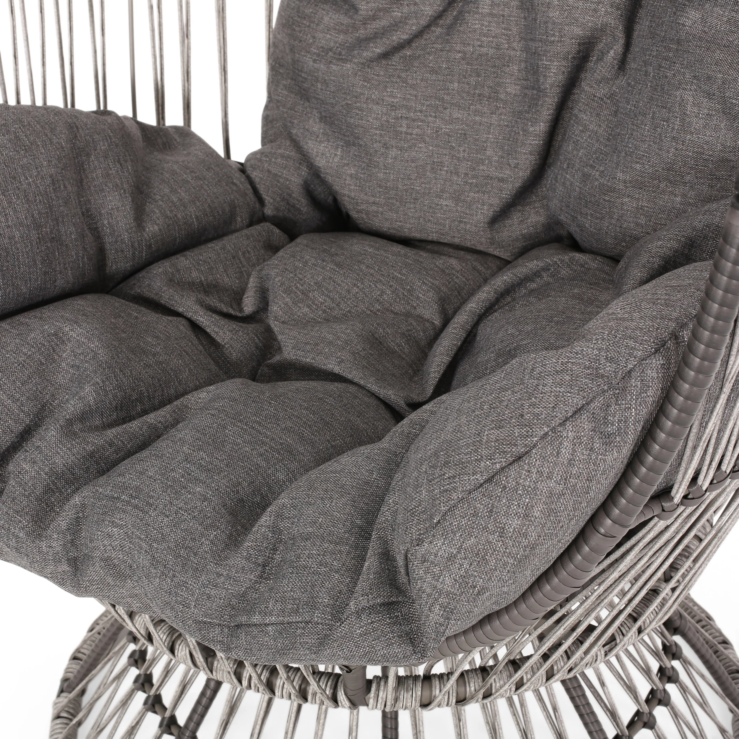 Aceson Outdoor Freestanding Wicker Swivel Egg Chair - furnishings