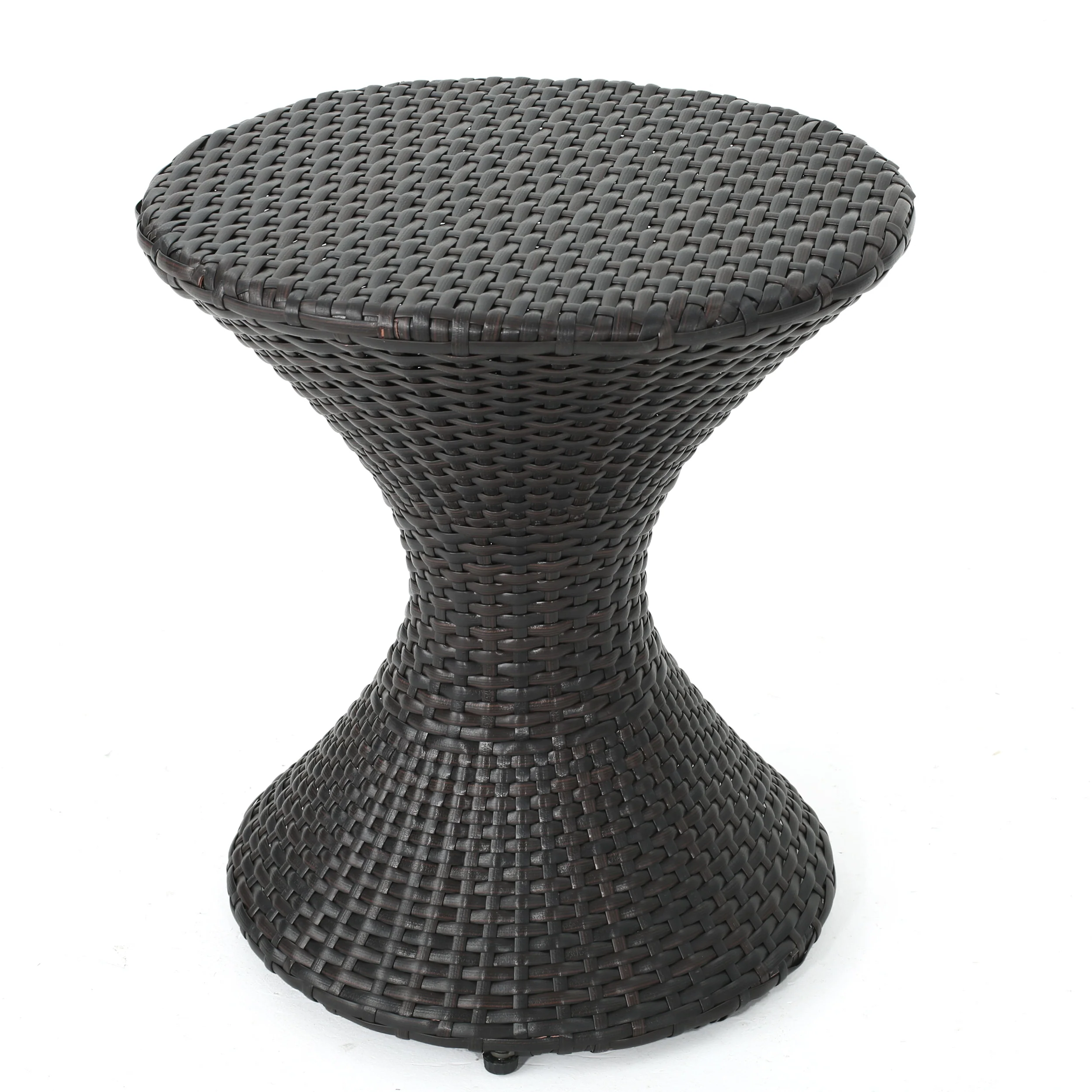 Bradley Outdoor 3 Piece Multi-Brown Wicker Chat Set with Stacking Chairs - furnishings