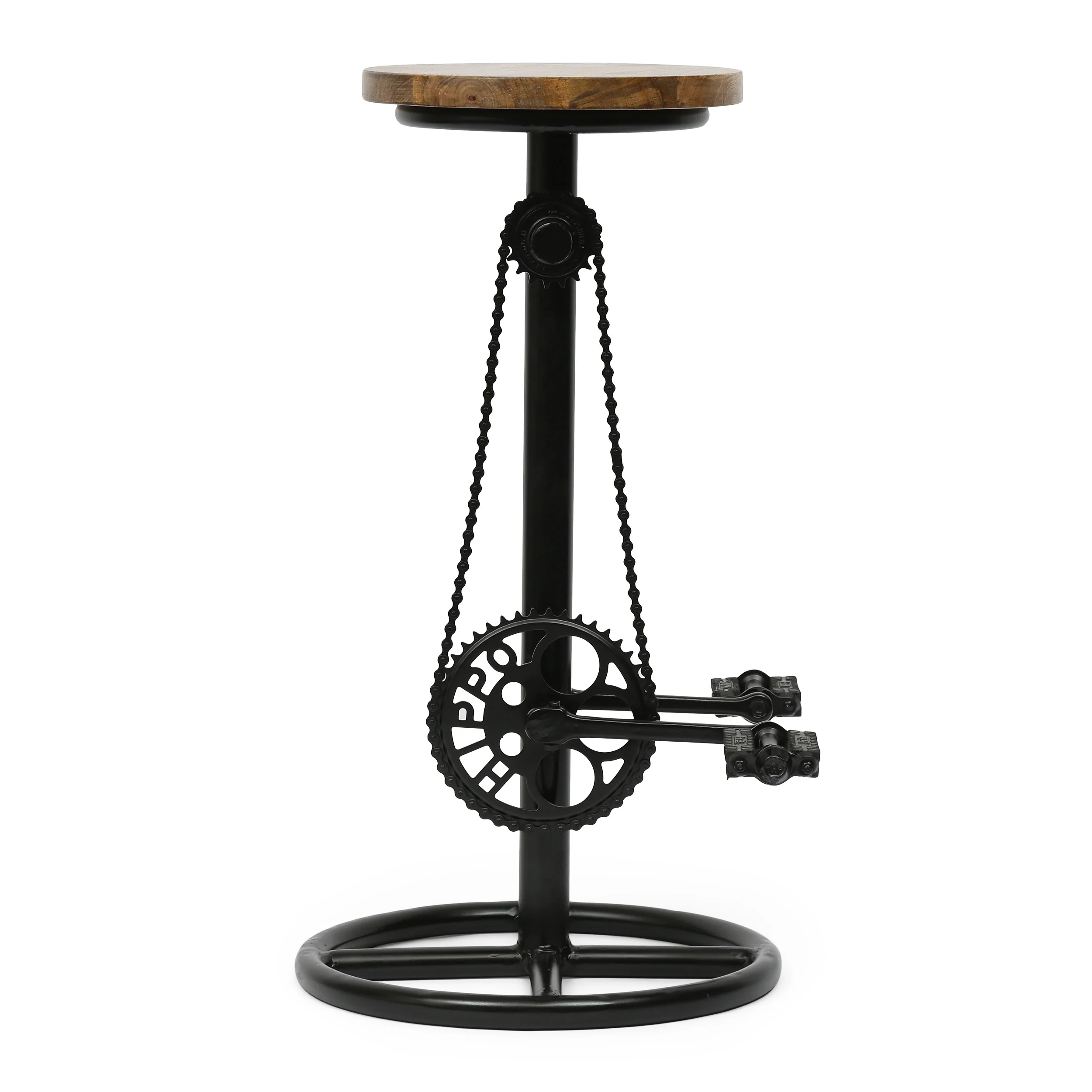 Lepley Industrial Handcrafted Mango Wood Pedal Barstool - furnishings