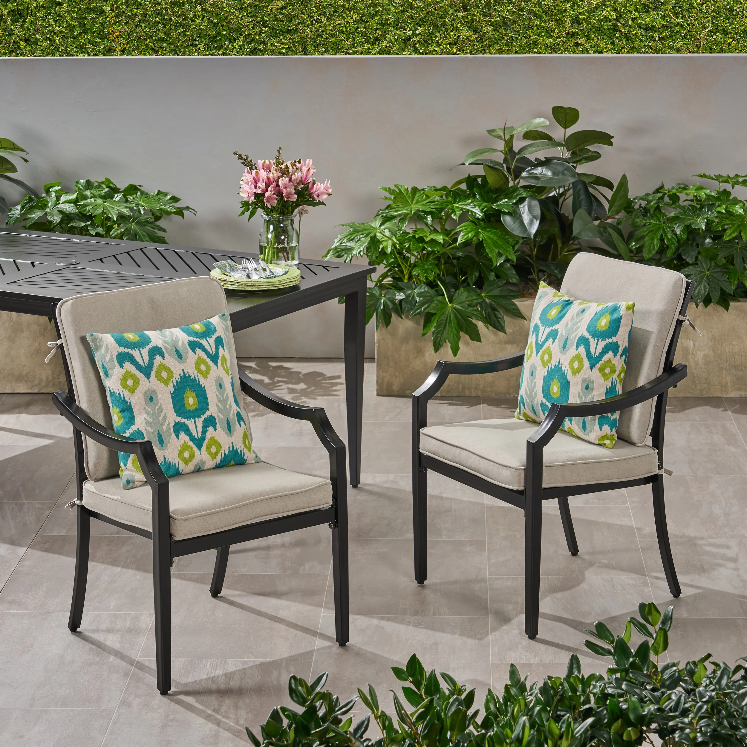 Carlson Diego Outdoor Aluminum Dining Chairs with Cushions (Set of 2) - furnishings