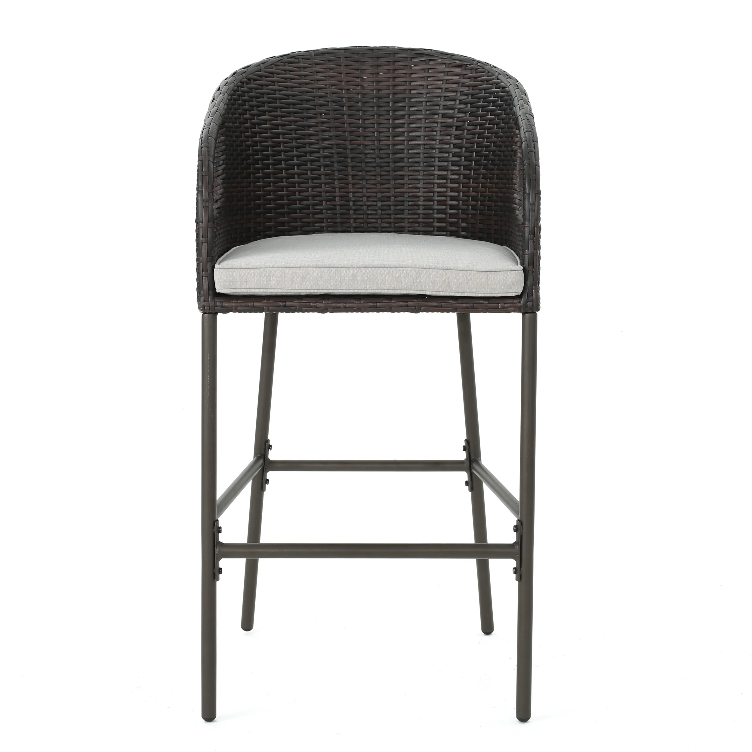 Dunlevy 31-Inch Outdoor Wicker Barstools with Water Resistant Cushions - furnishings