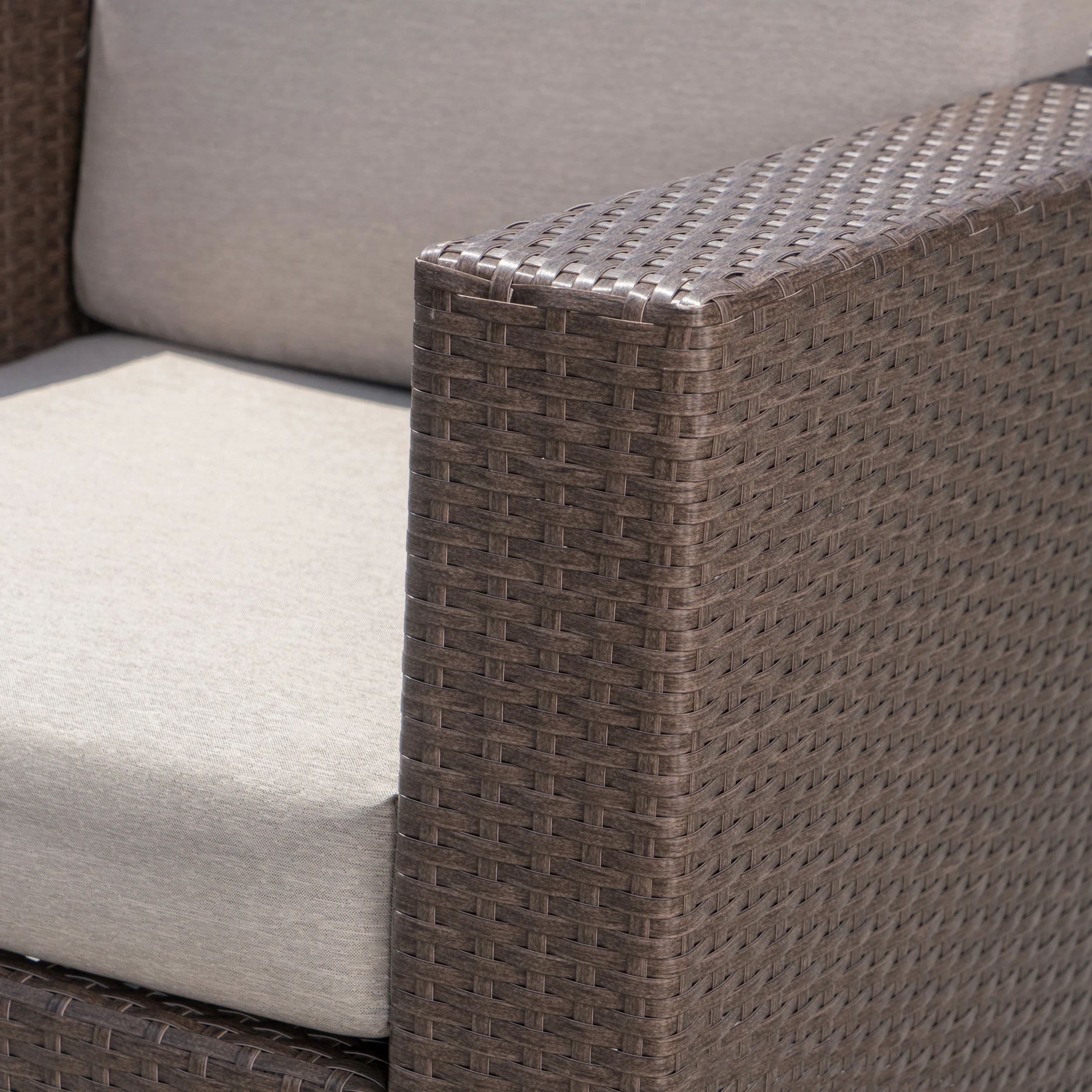 Tanner Outdoor 4 Seater Wicker L-Shaped Sectional Sofa Set with Cushions - furnishings