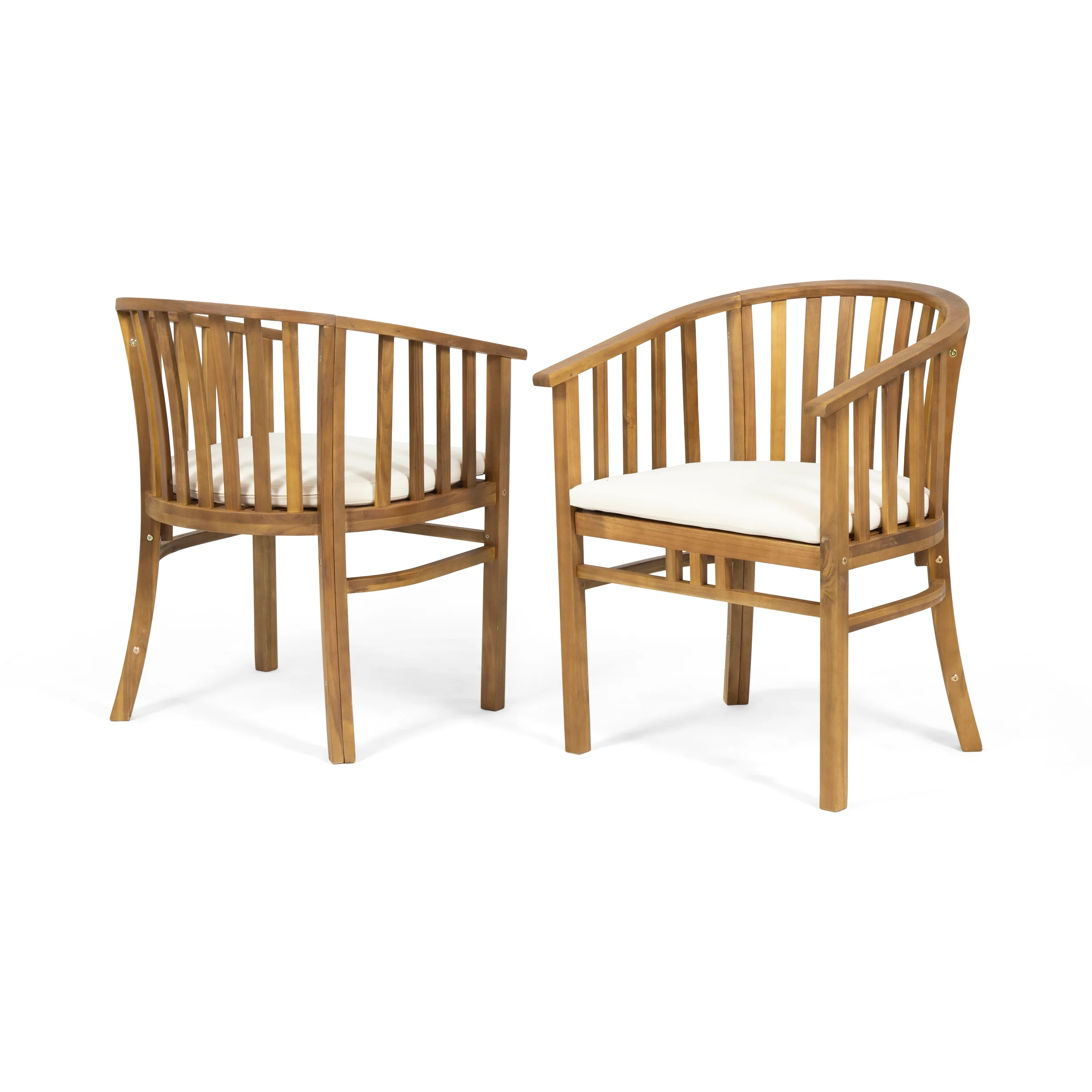 Nola Outdoor Wooden Dining Chairs with Cushions (Set of 2) - furnishings