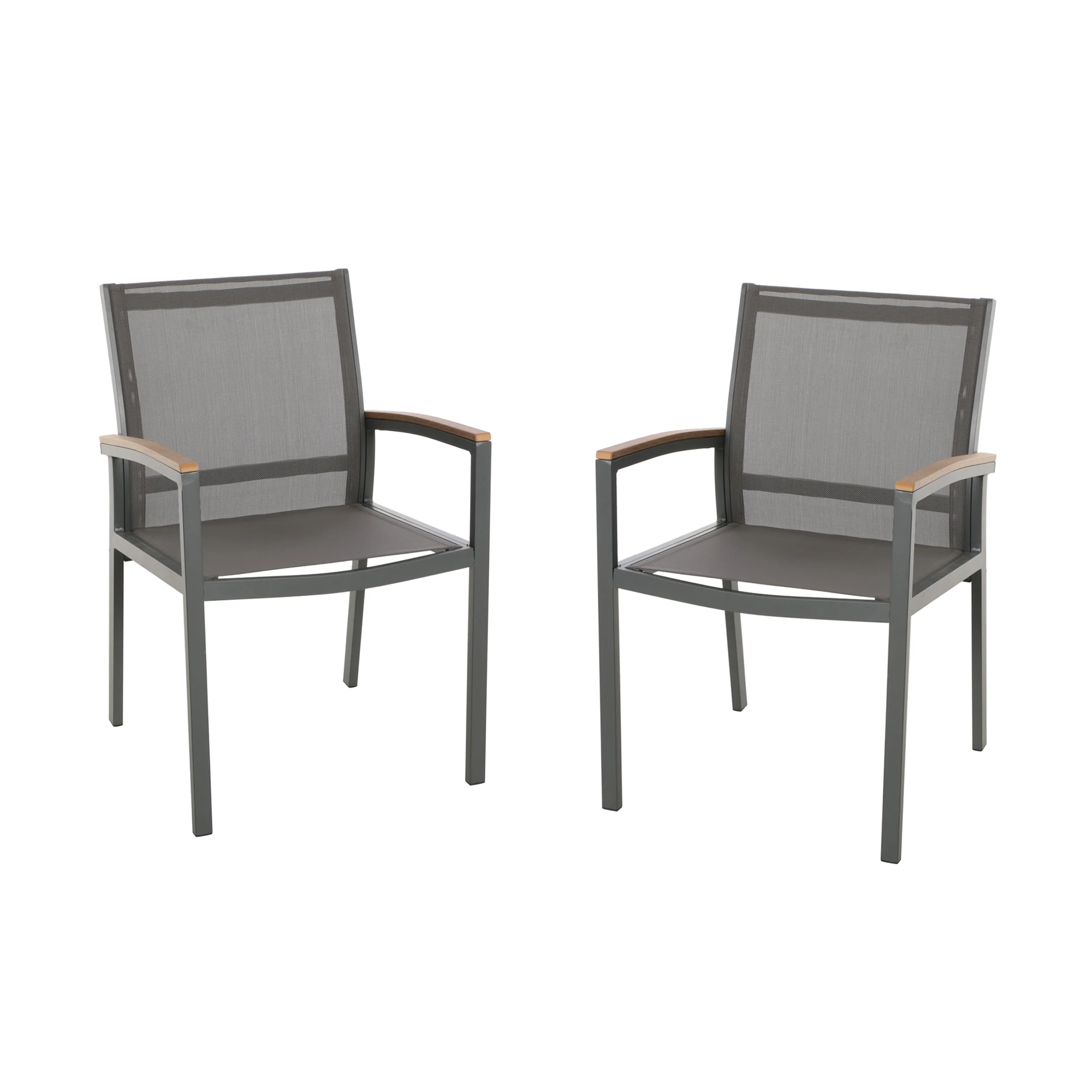 Emma Outdoor Aluminum Dining Chairs with Faux Wood Accents - furnishings