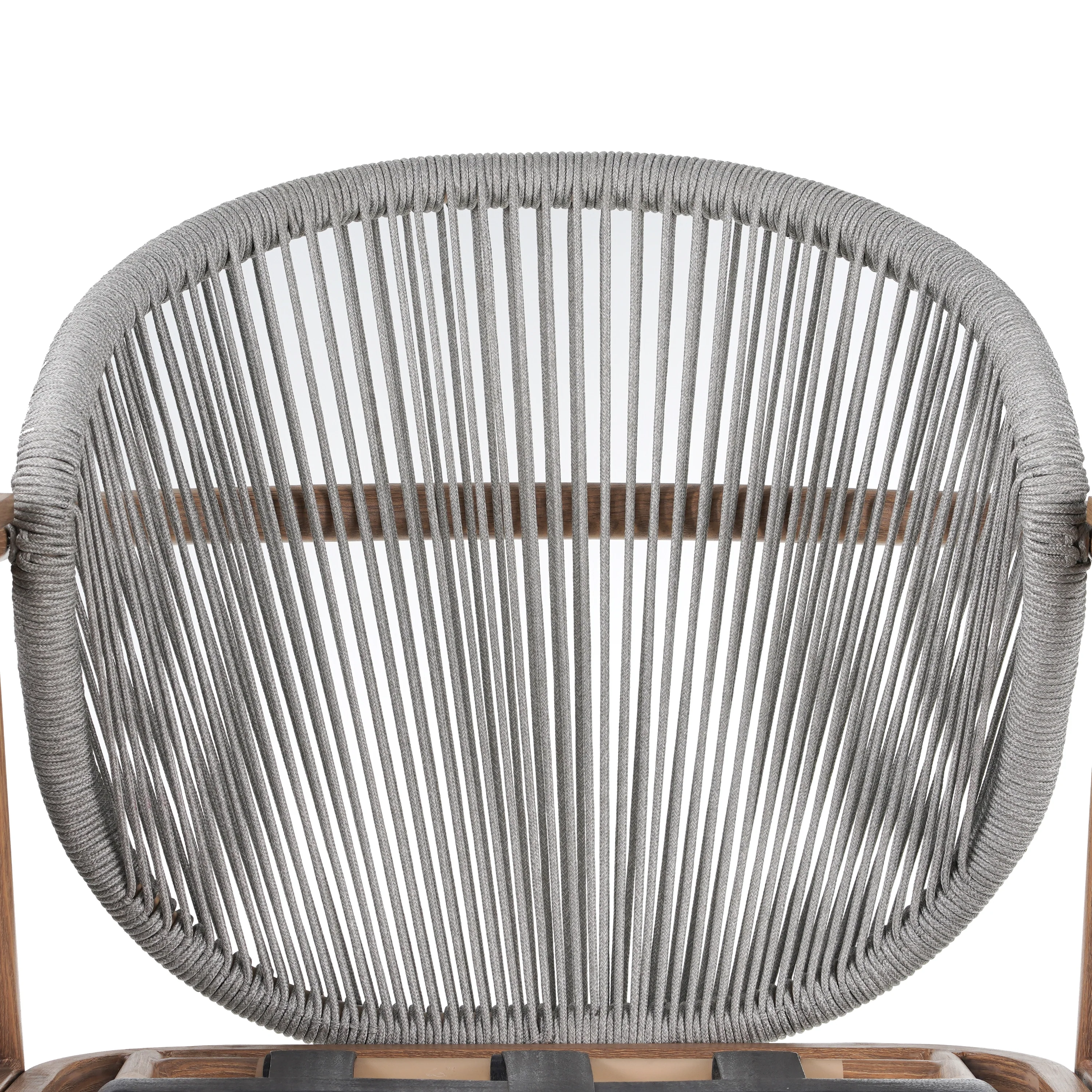 Willowe Taupe + Teak Rope Weave Upholstered Outdoor Patio Club Chair with Pillow - furnishings