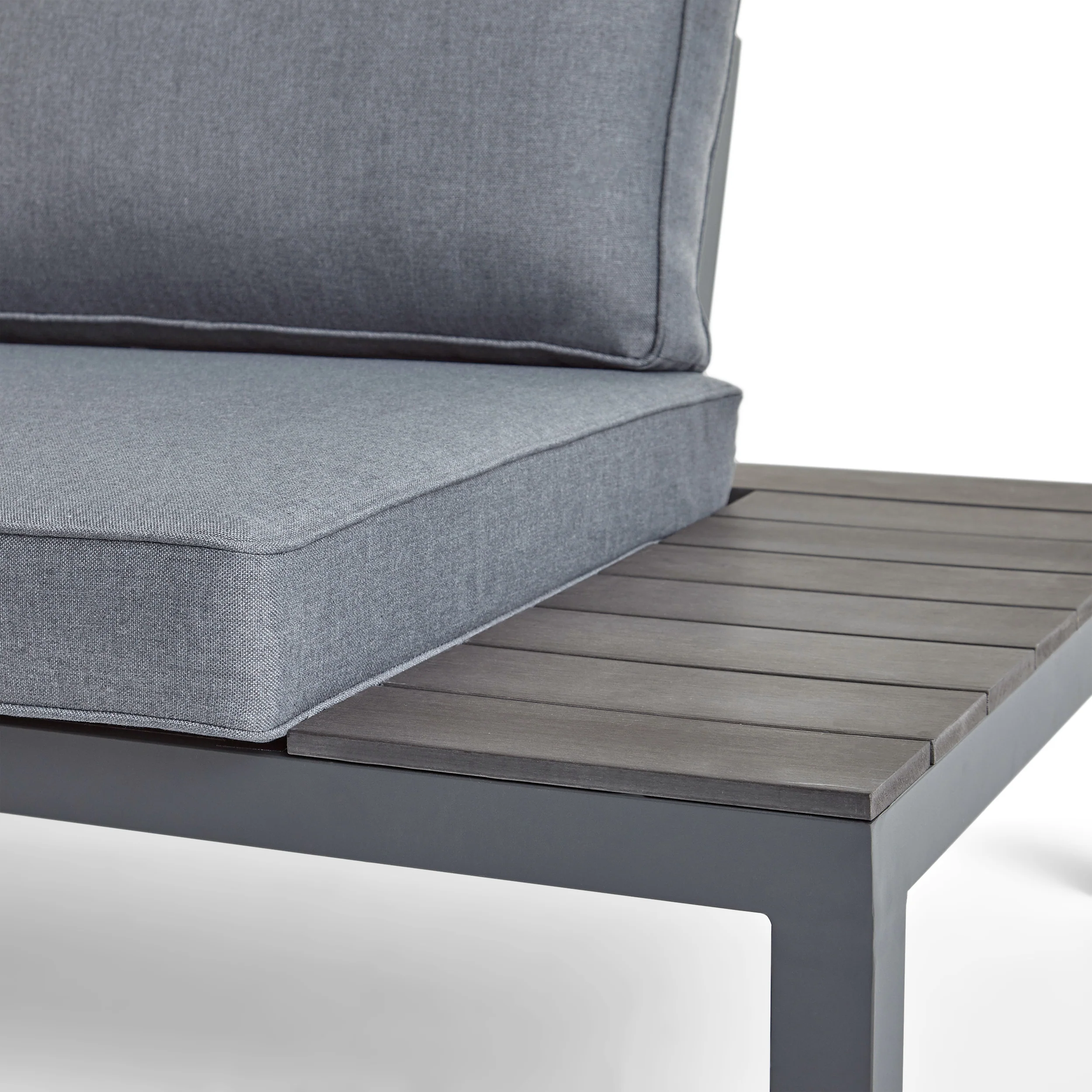Blessen Outdoor Aluminum and Wood V-Shaped Sofa Set with Cushions - furnishings