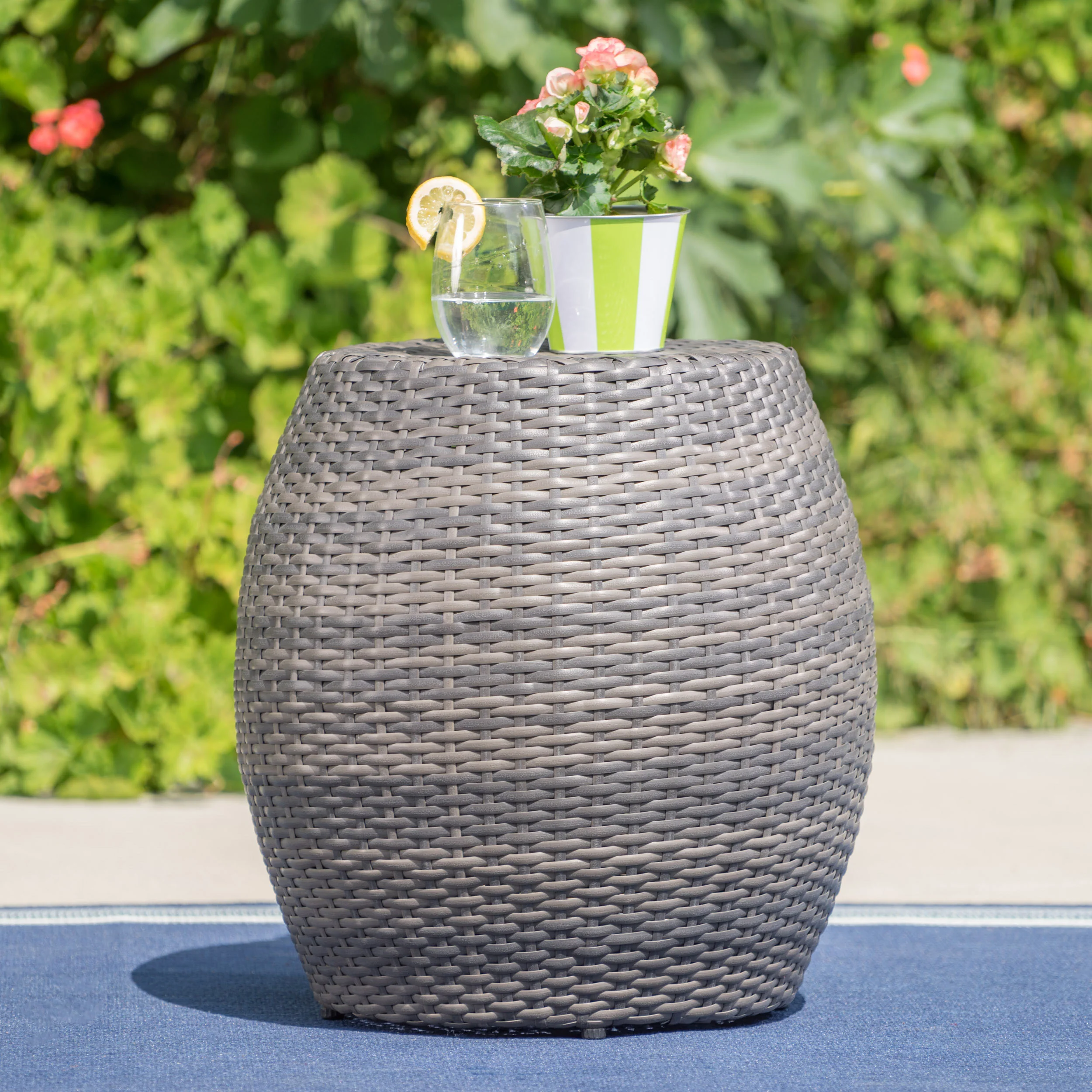 Alfheimr Outdoor 3 Piece Grey Wicker Stacking Chair Chat Set - furnishings