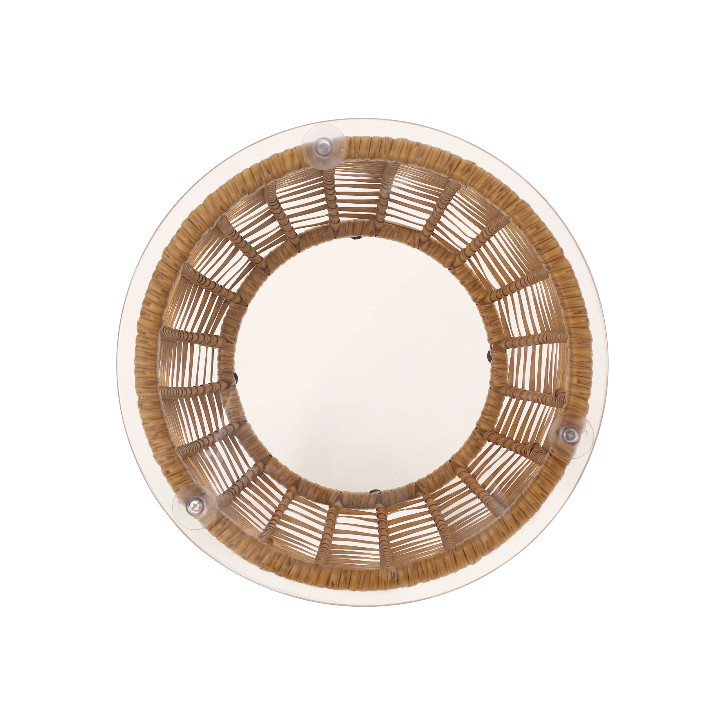 Ola Wicker Side Table with Tempered Glass Top - furnishings