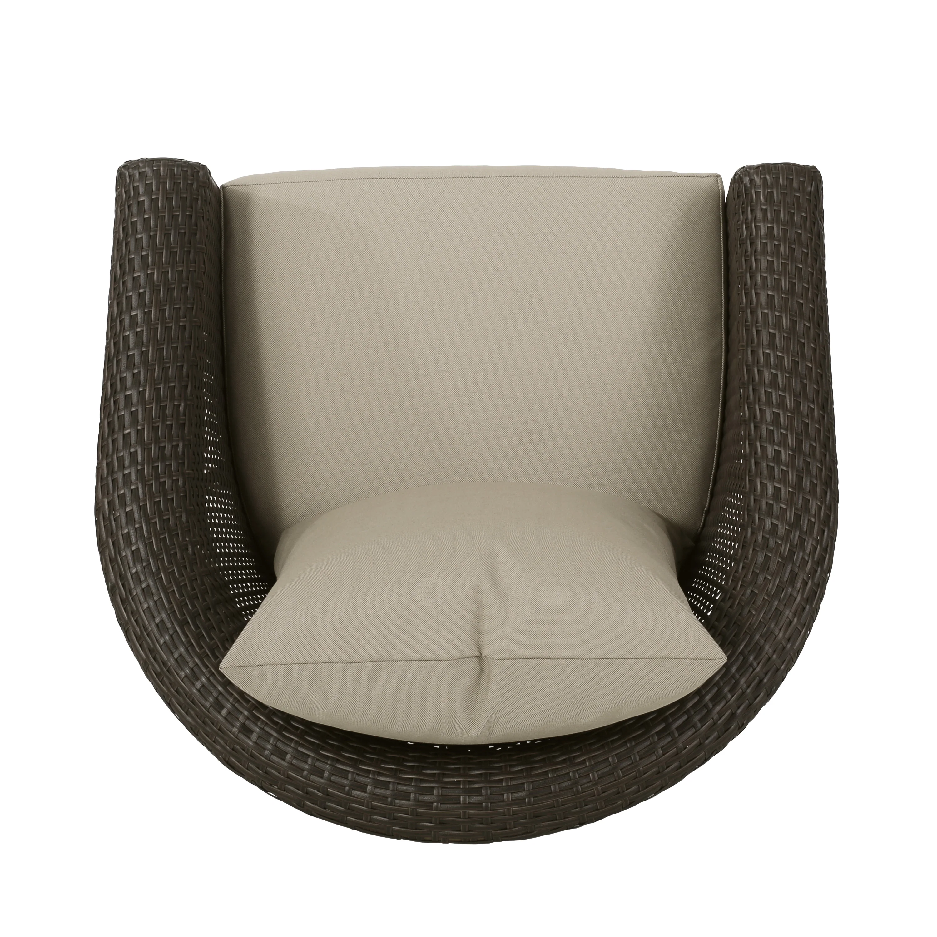 Dillard Outdoor 4 Seater Wicker Swivel Chair and Fire Pit Set - furnishings