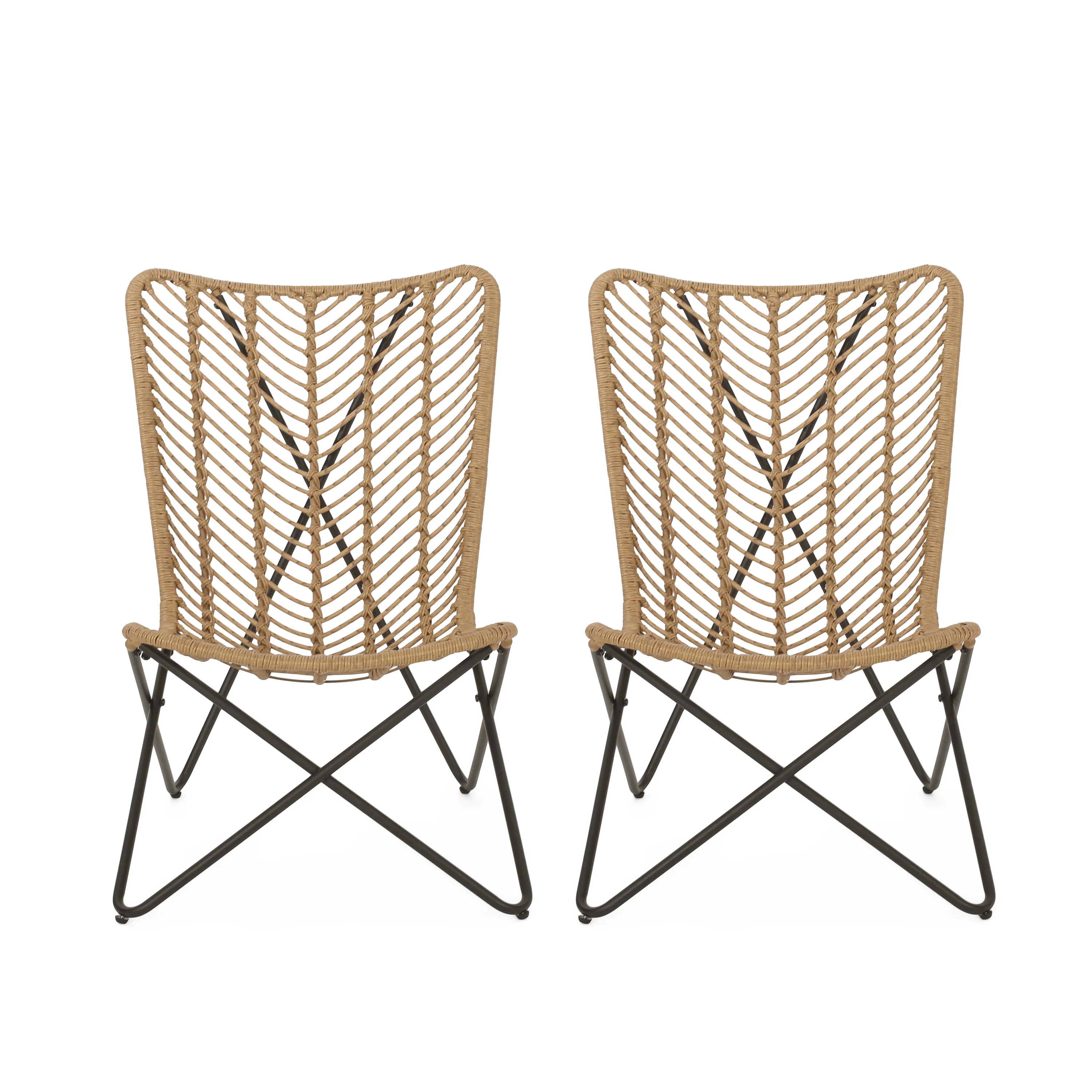 Juan Outdoor Wicker Accent Chairs, Set of 2 - furnishings