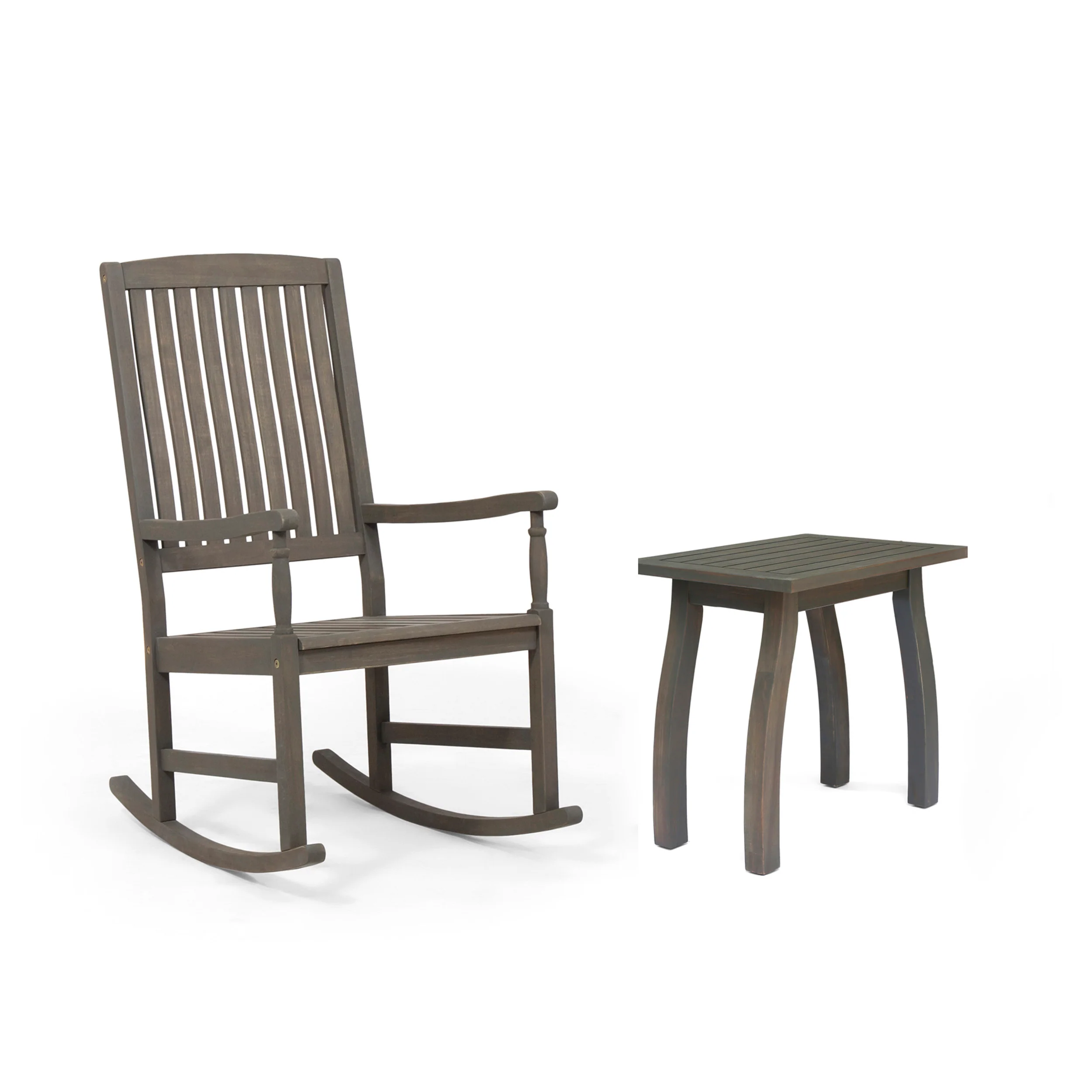 Tobey Outdoor Acacia Wood Rocking Chair and Side Table Set - furnishings