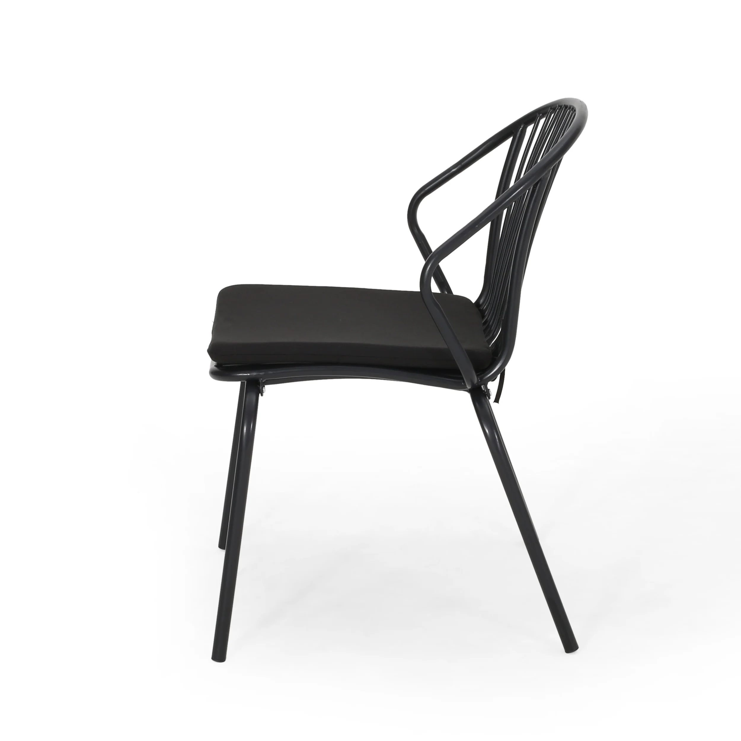 Emily Outdoor Modern Iron Club Chair with Cushion (Set of 2) - furnishings