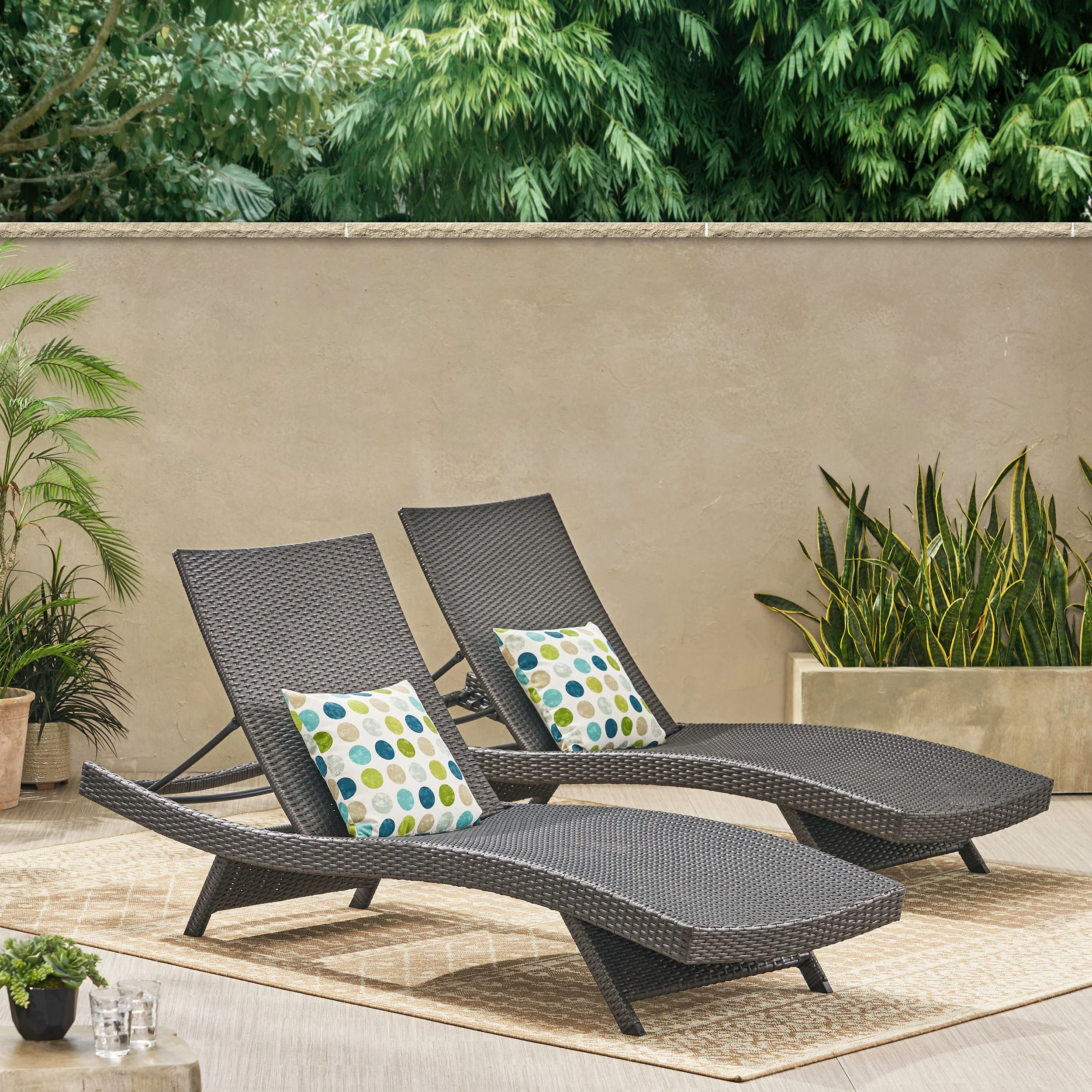 Lakeport Outdoor Grey Wicker Chaise Lounge Chairs - furnishings