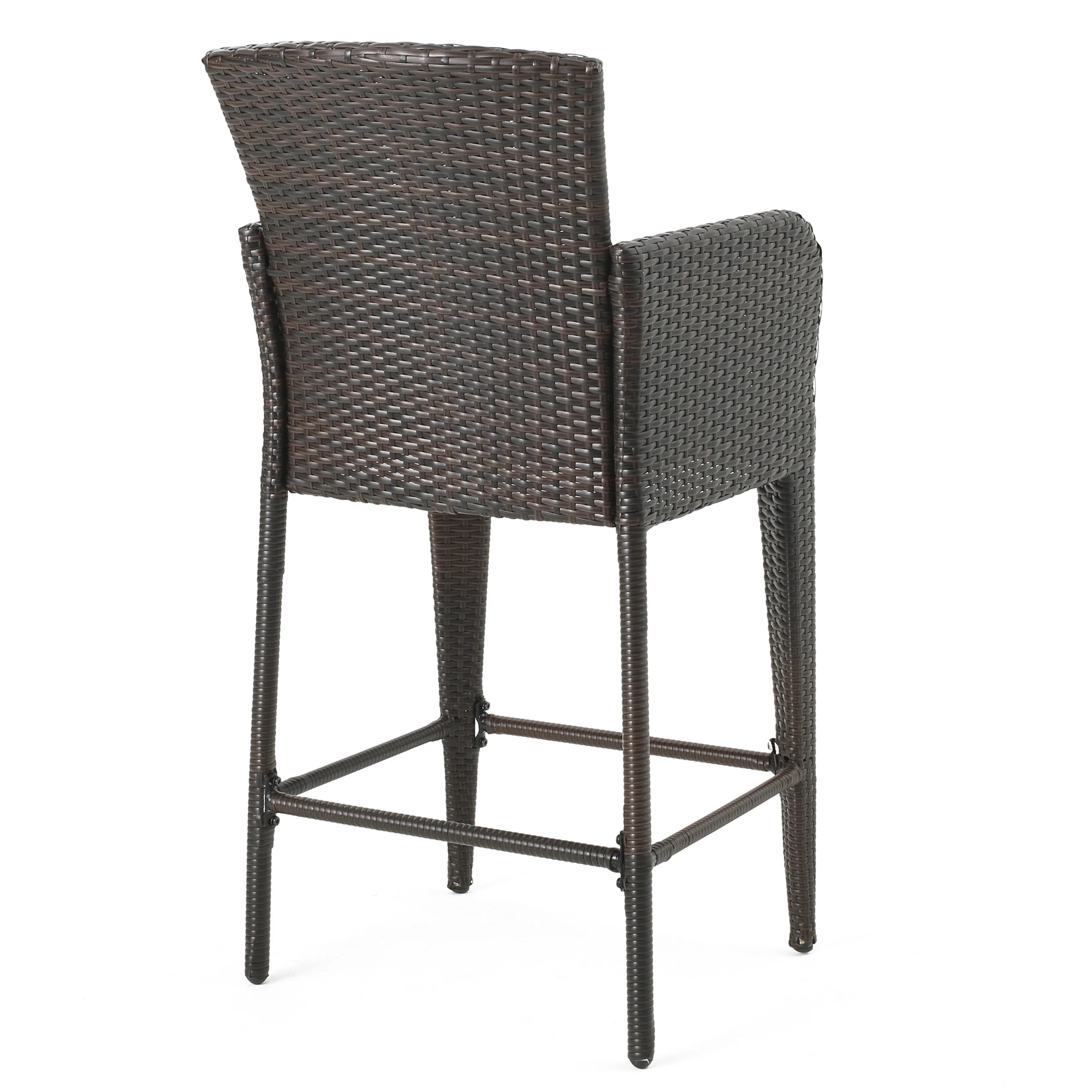 Bheleso 28-Inch Contemporary Outdoor Multibrown Wicker Barstool (Set of 4) - furnishings