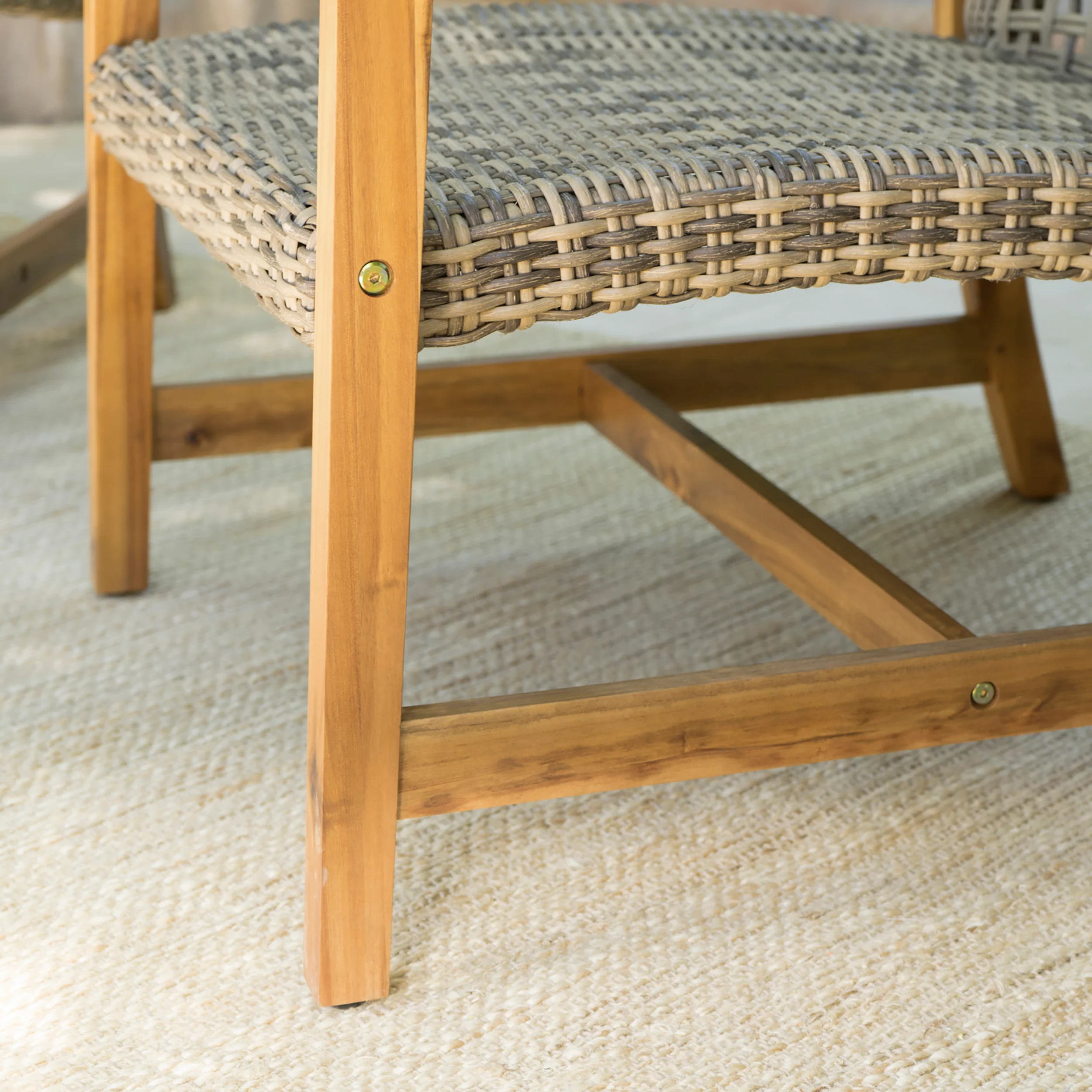 Savannah Outdoor Mid Century Acacia Wood Frame Wicker Club Chairs (Set of 2) - furnishings