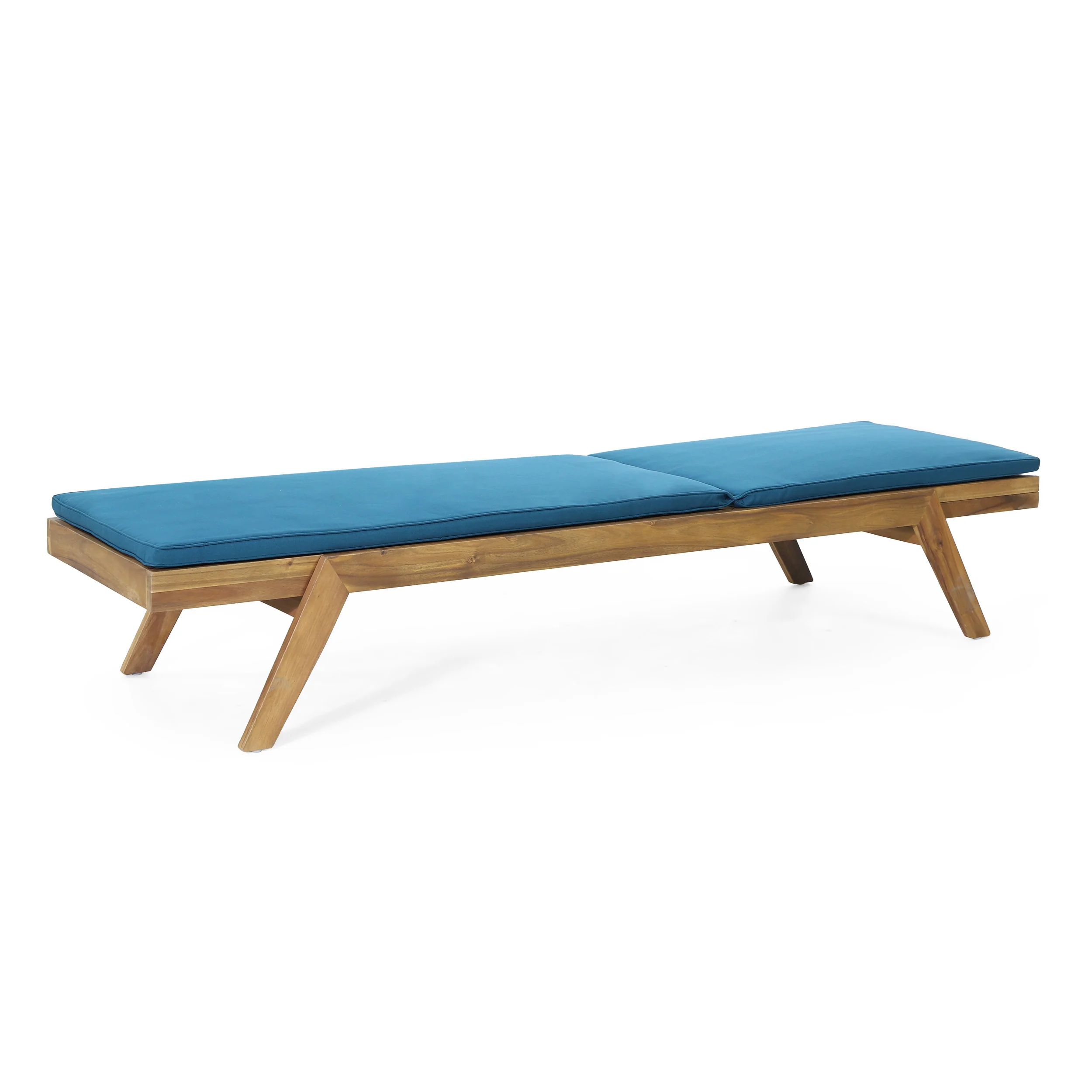 Larimore Outdoor Acacia Wood Chaise Lounge with Water Resistant Cushions, Set of 2 - furnishings