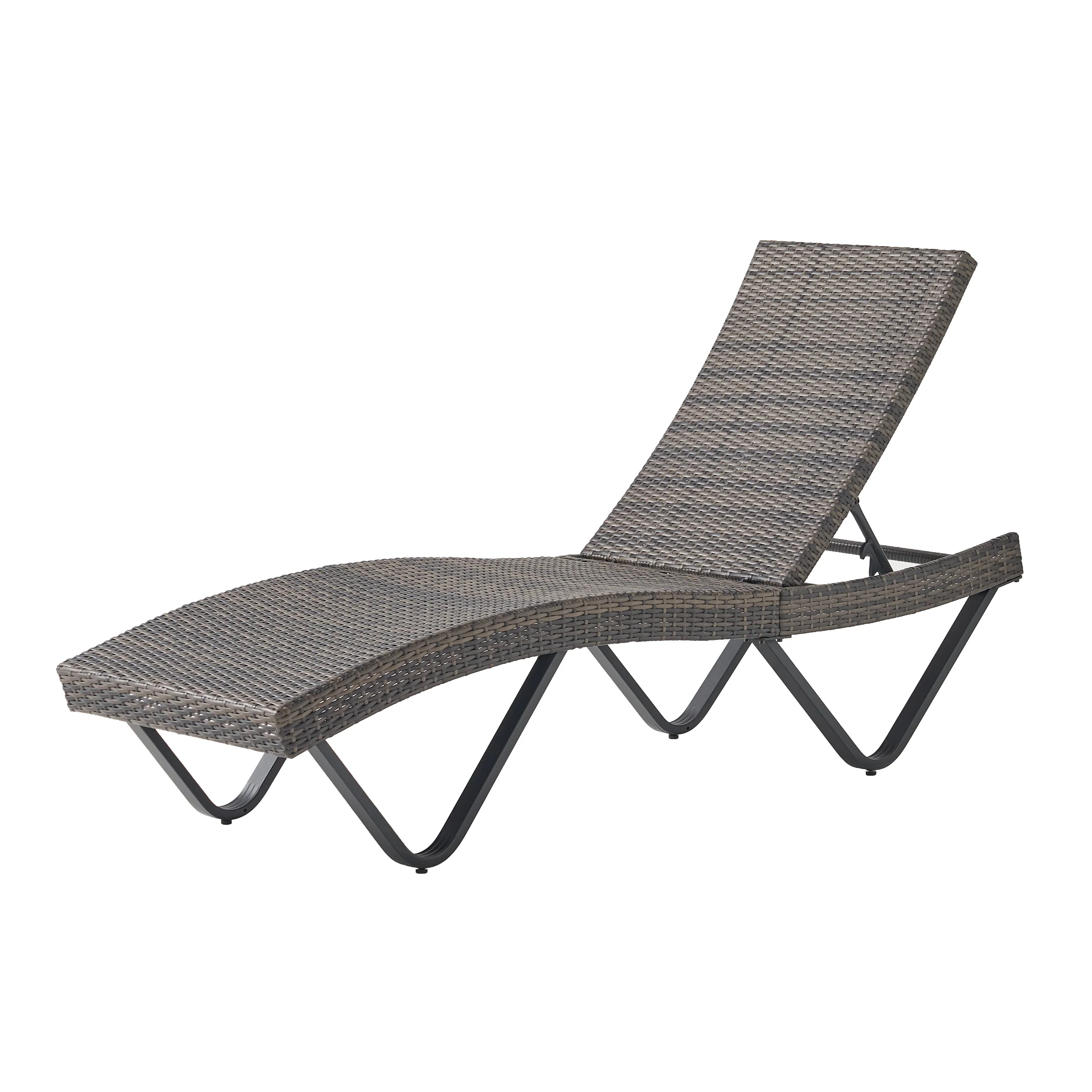 Zanna Outdoor Gray Wicker Adjustable Chaise Lounge - furnishings