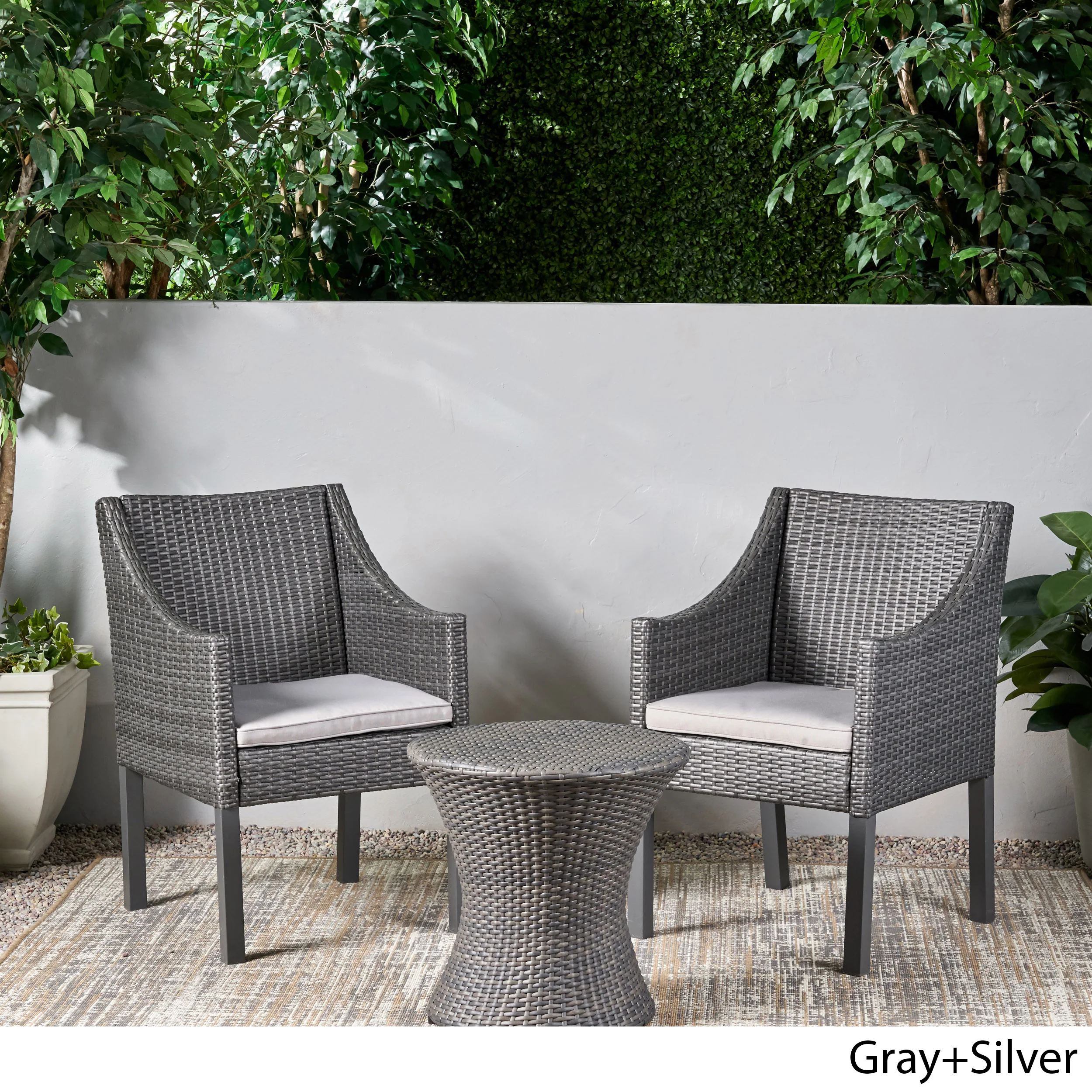 Janet Outdoor 3 Piece Wicker Chat Set - furnishings