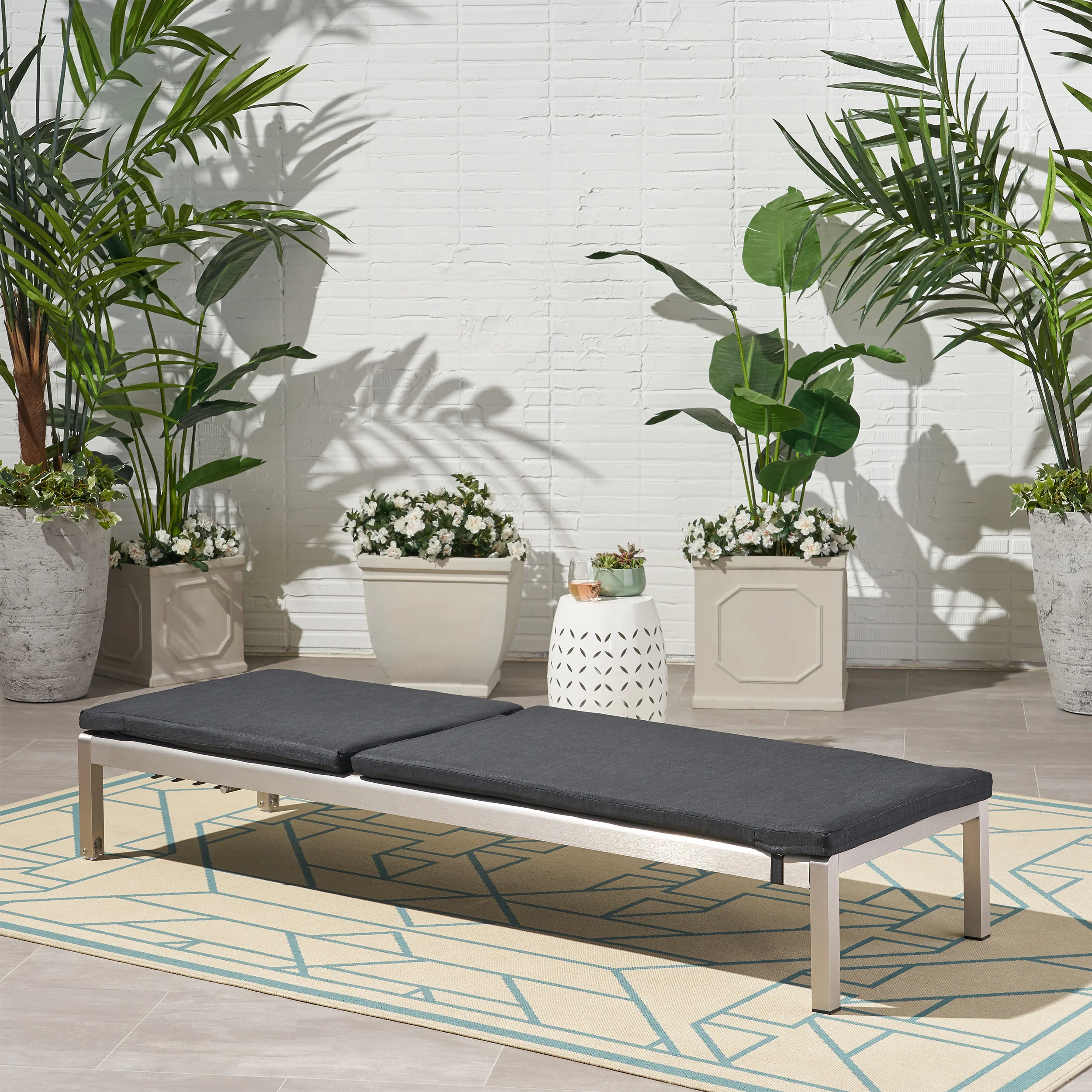 Cherie Modern Outdoor Adjustable Chaise Lounge with Cushion - furnishings