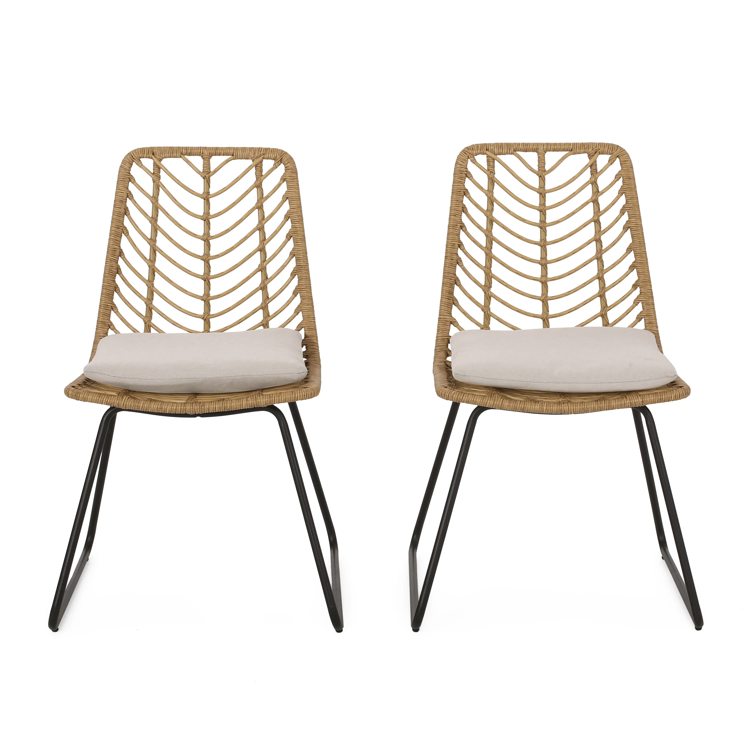Azlee Berrien Outdoor Wicker Chairs with Cushion, Set of 2 - furnishings