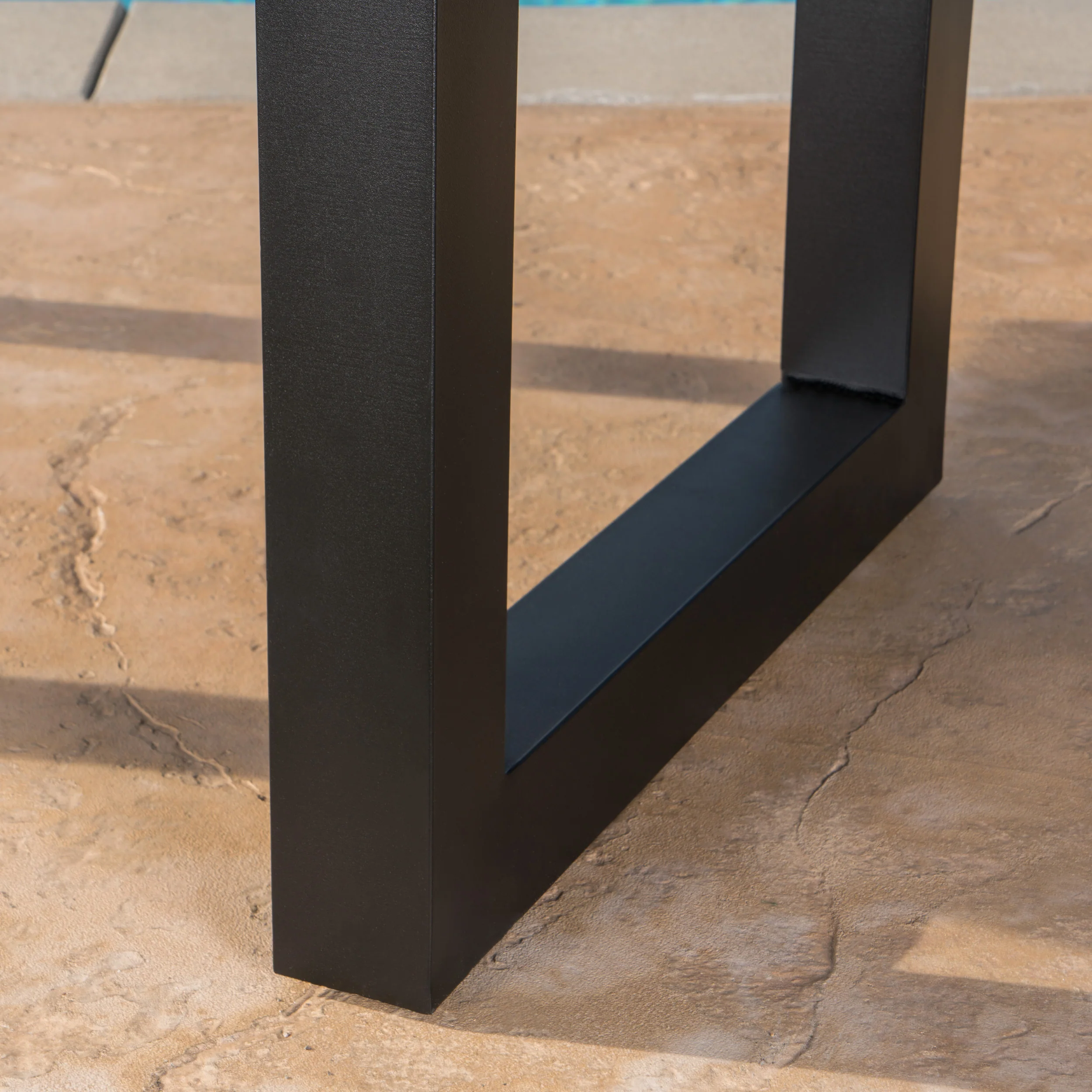 Ishtar Outdoor Faux Live Edge Teak Finish Lightweight Concrete Dining Table - furnishings