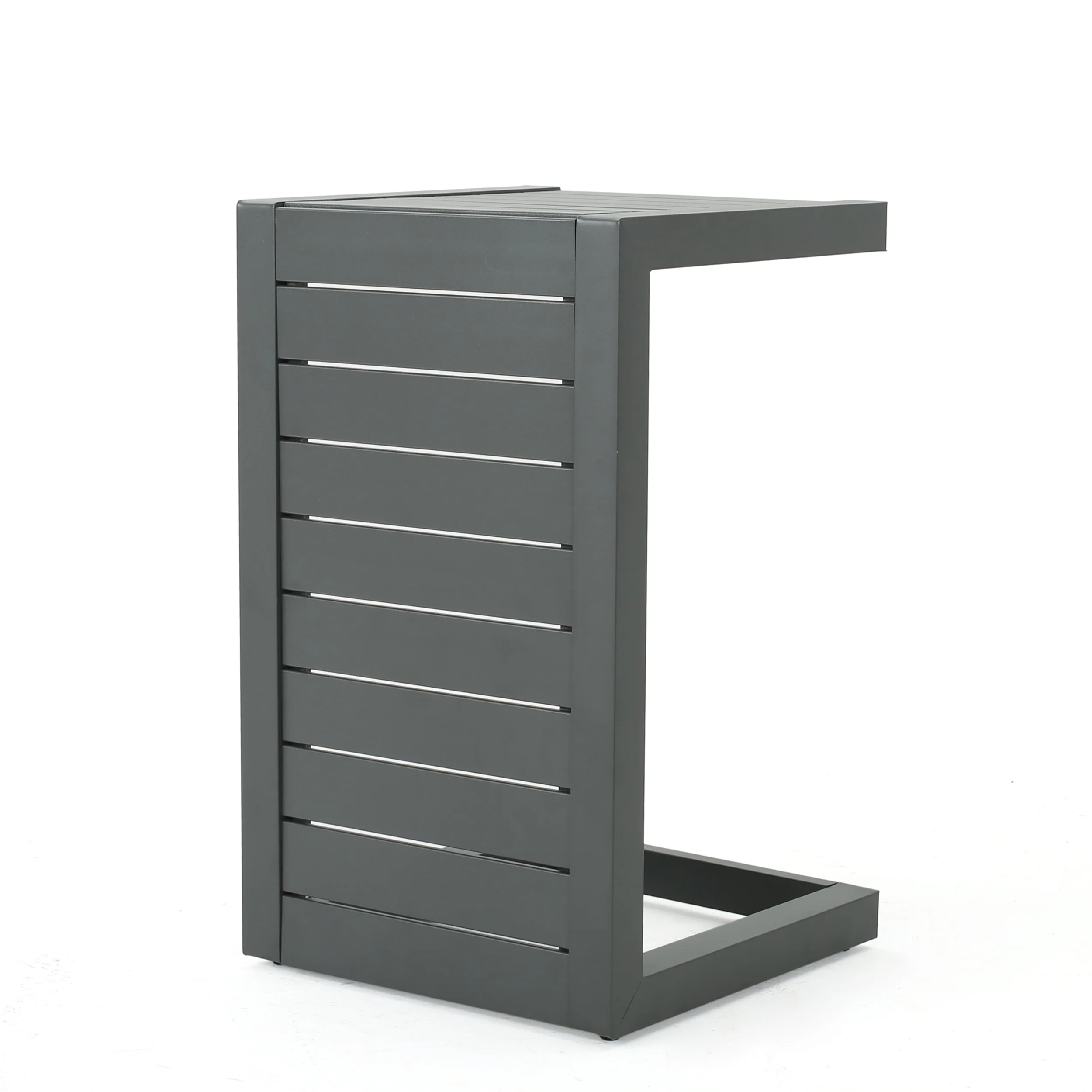 Crested Bay Outdoor Gray Aluminum C-Shaped Side Table - furnishings
