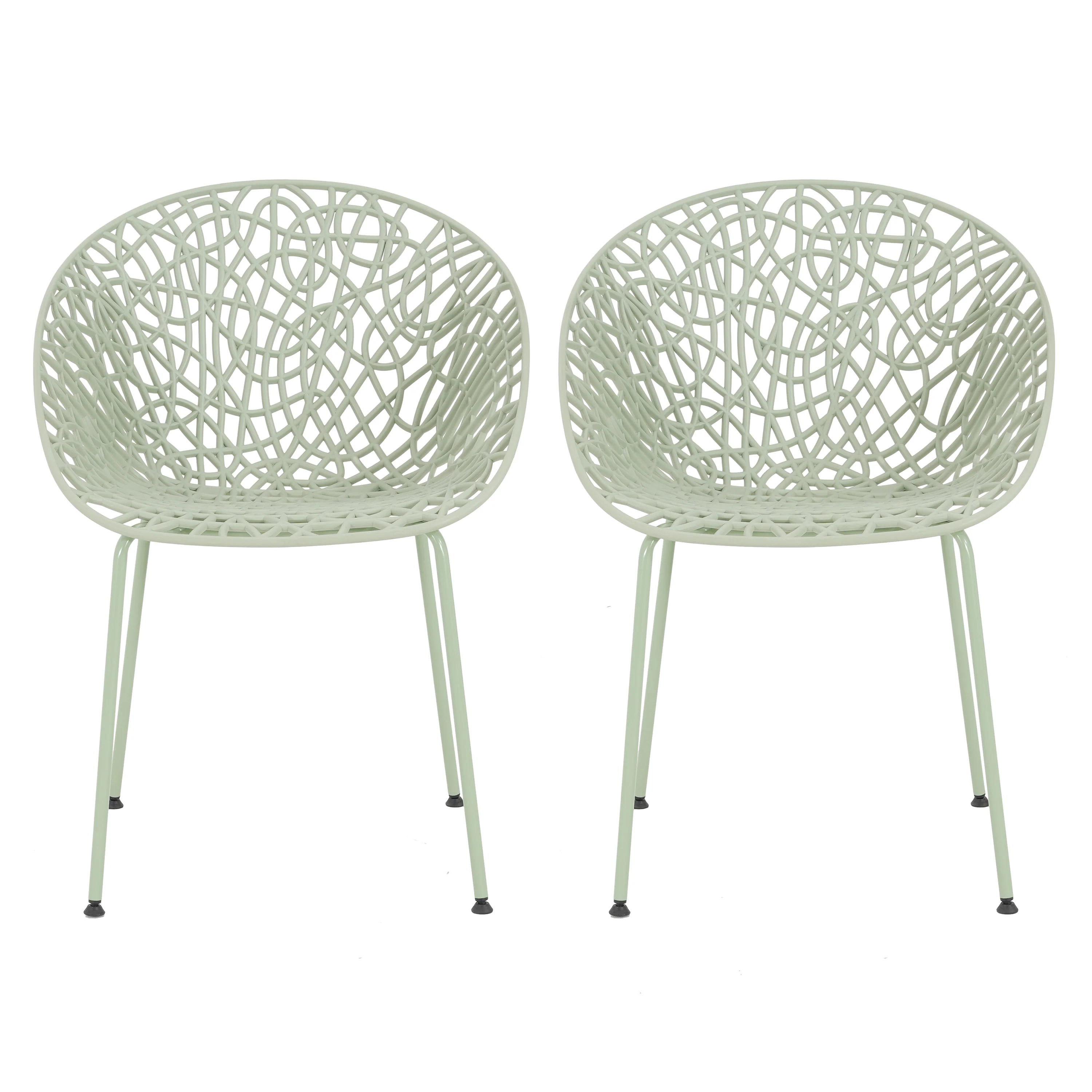 Dahliae Outdoor Patio Dining Chairs, Iron & Plastic, Set of 2 - furnishings
