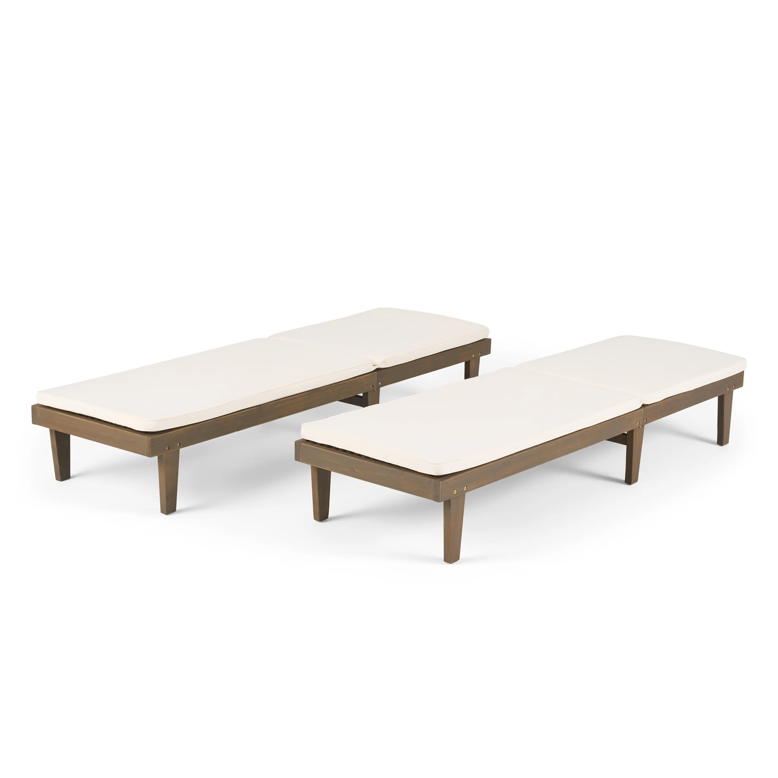 Nadine Outdoor Modern Acacia Wood Chaise Lounge with Cushion (Set of 2) - furnishings