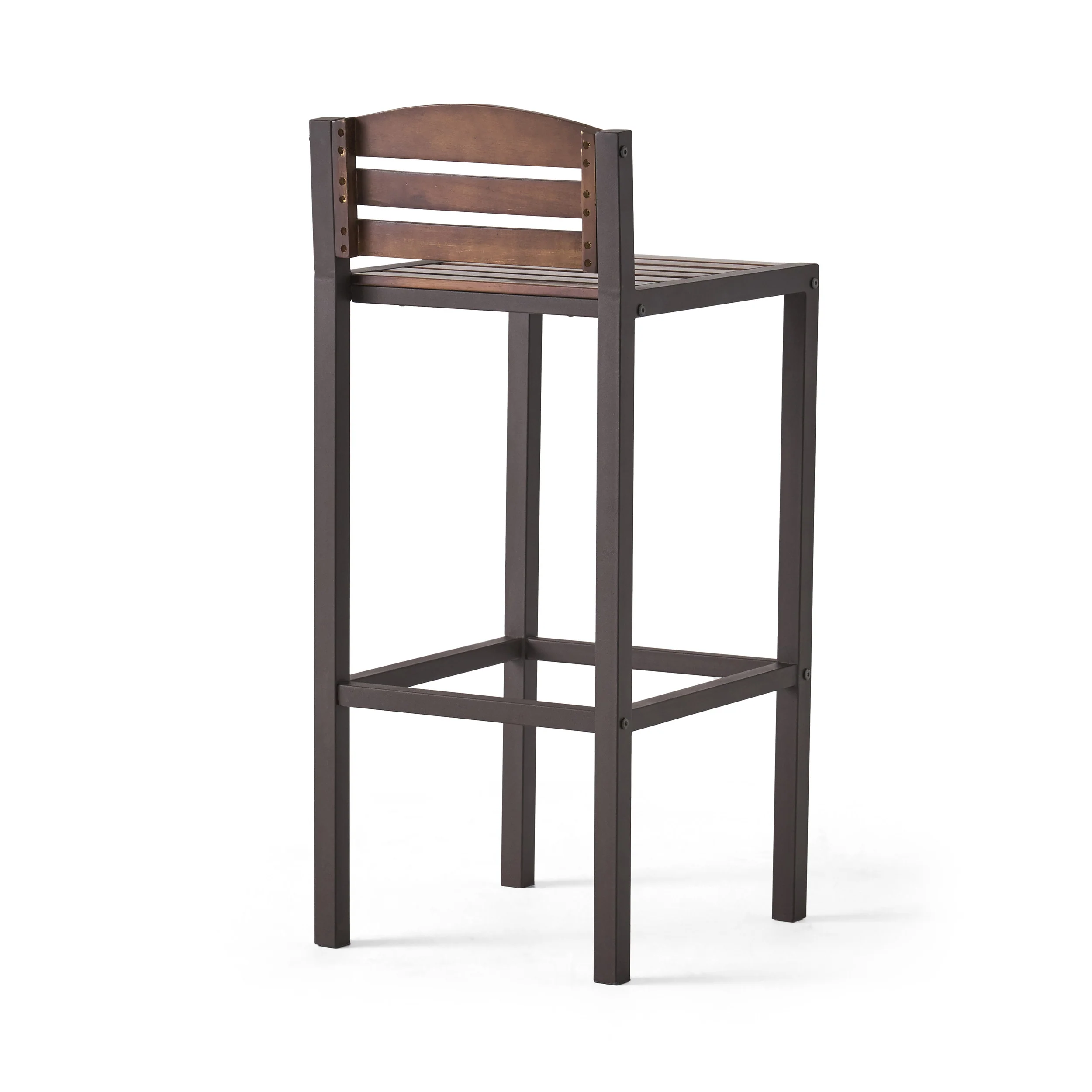 Isabel Acacia Rustic Metal & Dark Brown Wood 30-Inch Barstools (Set of 2) - furnishings