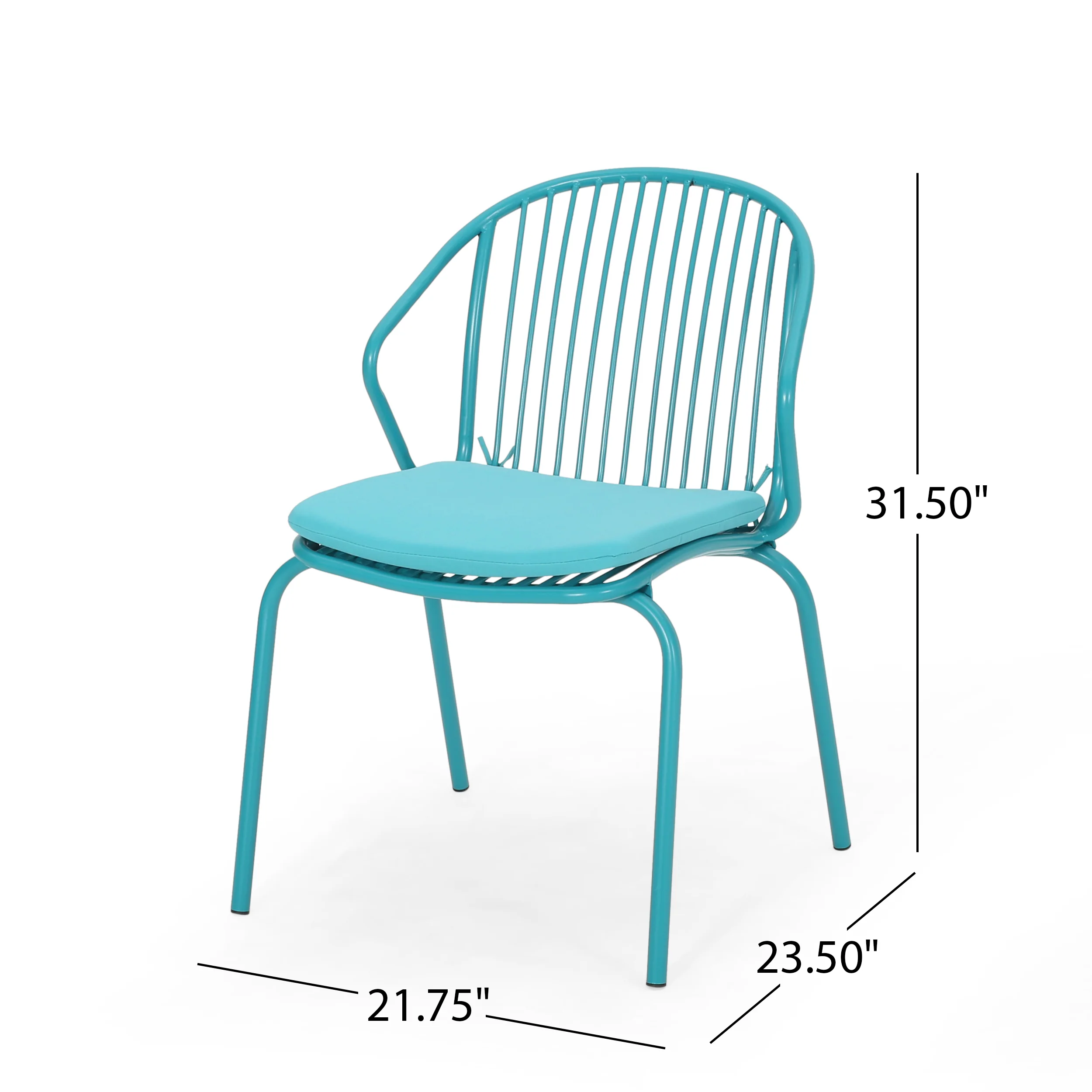 Emily Outdoor Modern Iron Club Chair with Cushion (Set of 2) - furnishings