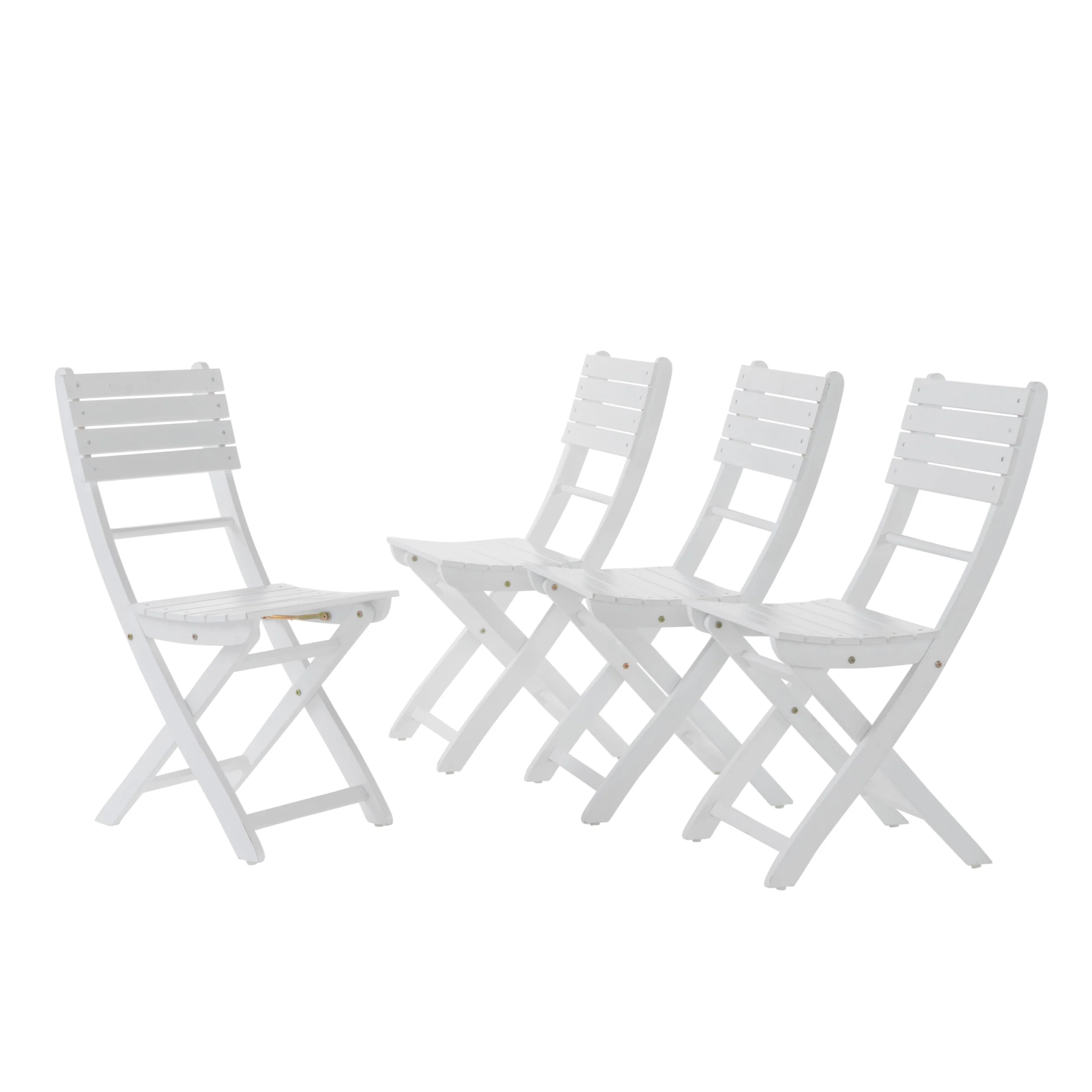 Vicaro Outdoor White Finish Acacia Wood Foldable Dining Chairs - furnishings