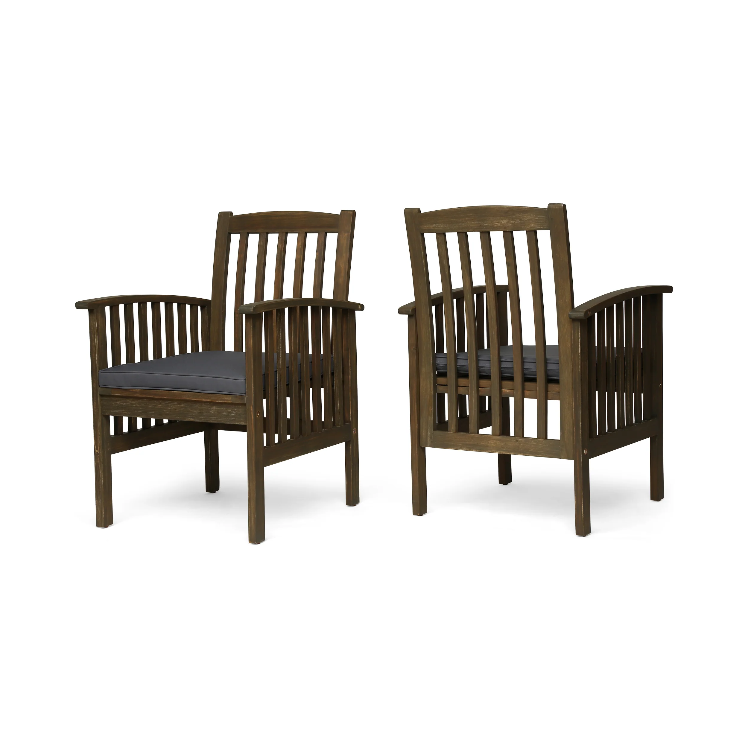 Phoenix Acacia Patio Dining Chairs, Acacia Wood with Outdoor Cushions, (Set of 2) - furnishings