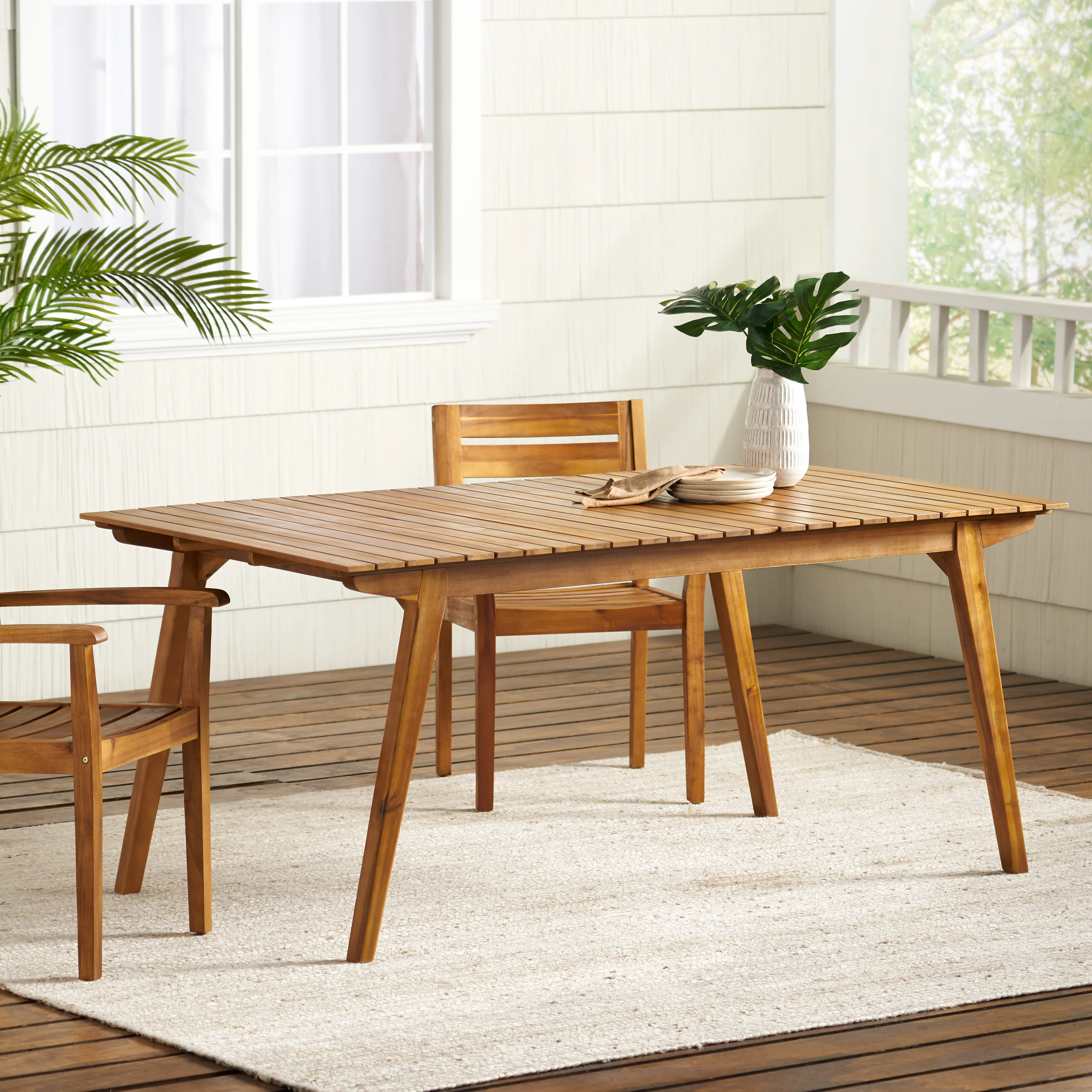 Sere Indoor Farmhouse Cottage Teak Finished Acacia Wood Dining Table - furnishings