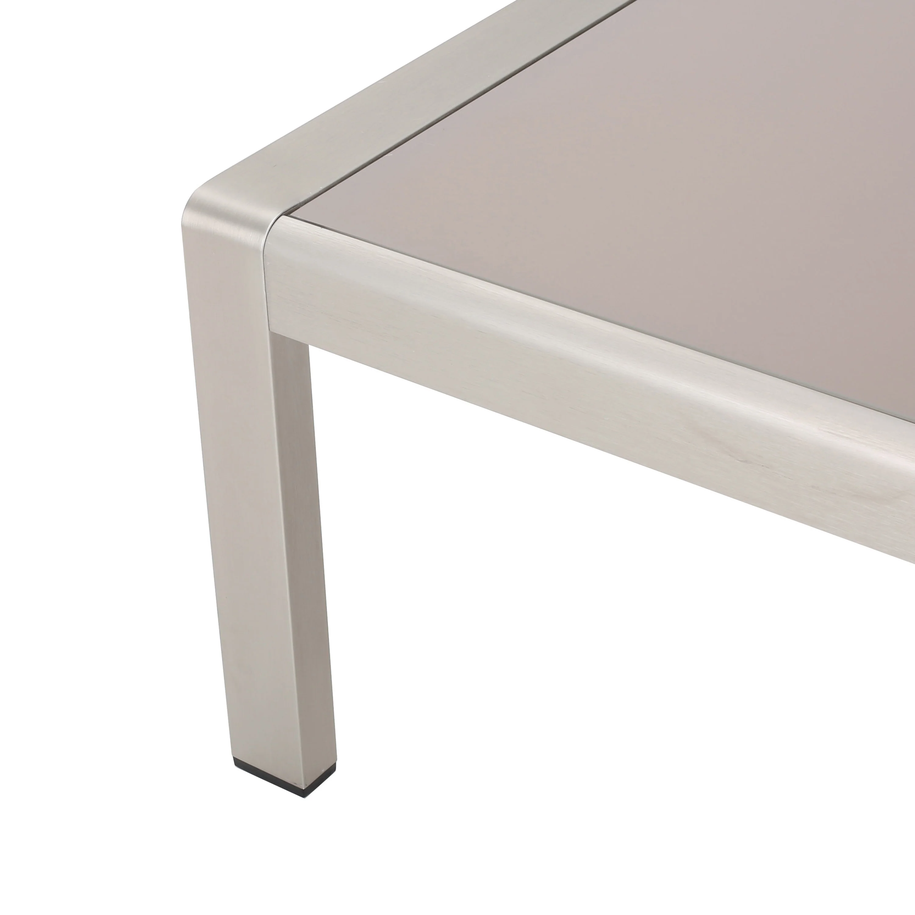 Alec Outdoor Aluminum Loveseat and Tempered Glass-Topped Coffee Table, Silver and Gray - furnishings