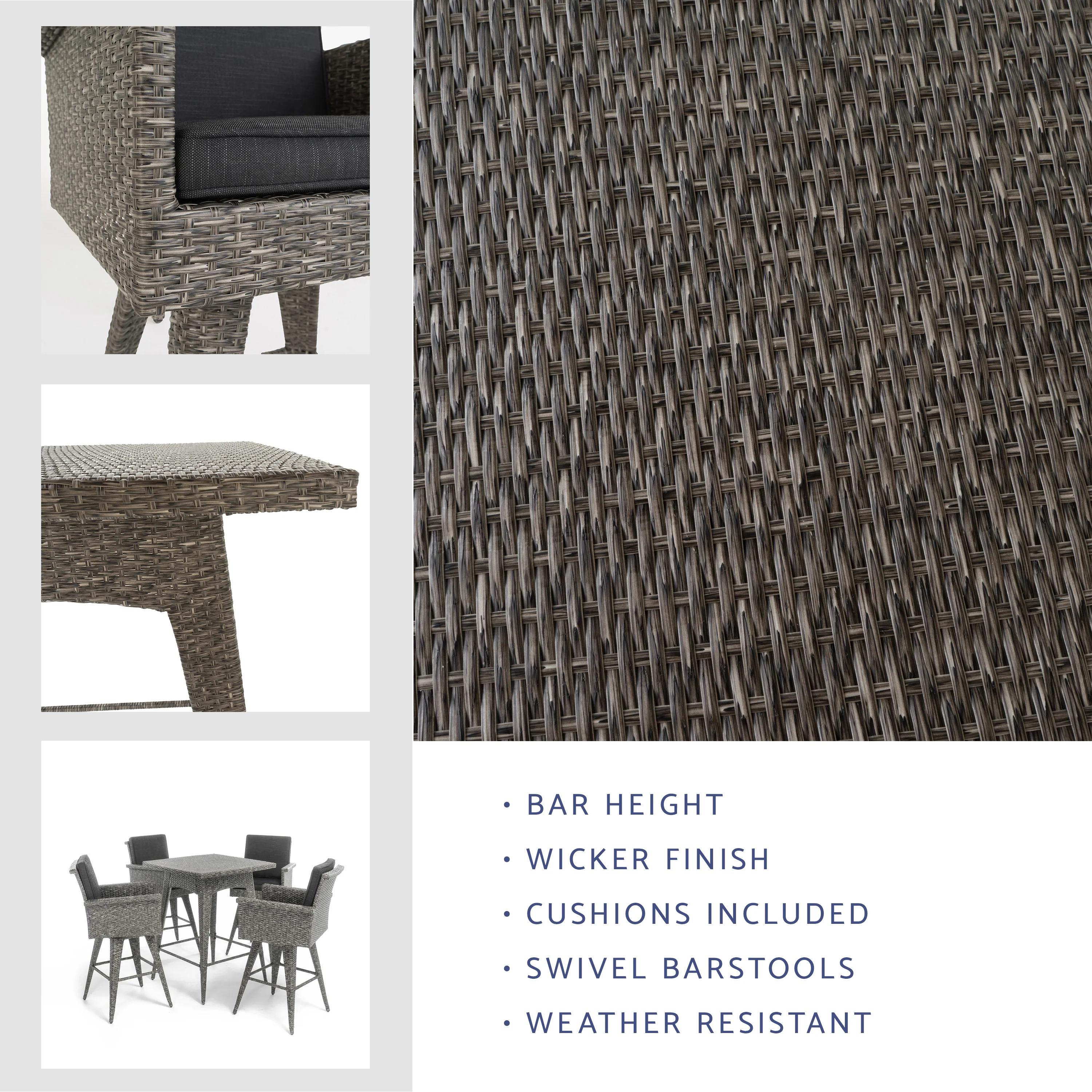 Budva Outdoor Wicker Bar Set - furnishings